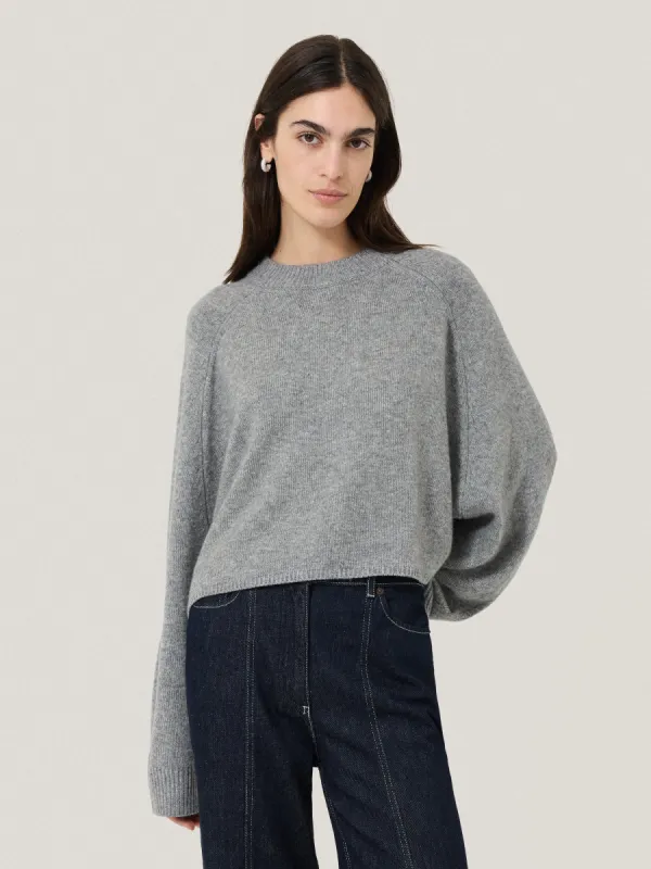 Crew Neck Poncho Jumper | Grey sold by Jigsaw