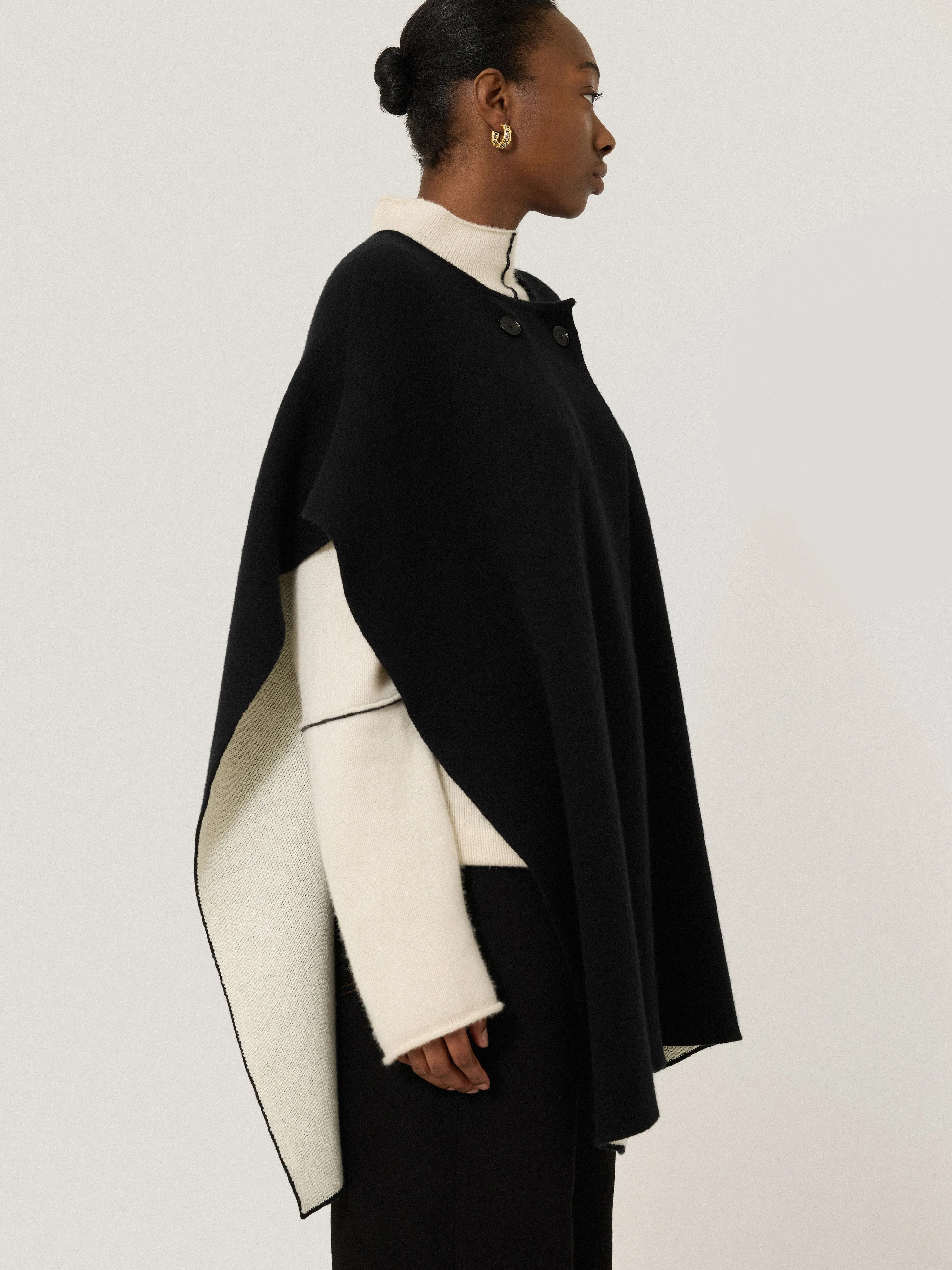Double Faced Contrast Cape | Black sold by Jigsaw product image thumbnail 2