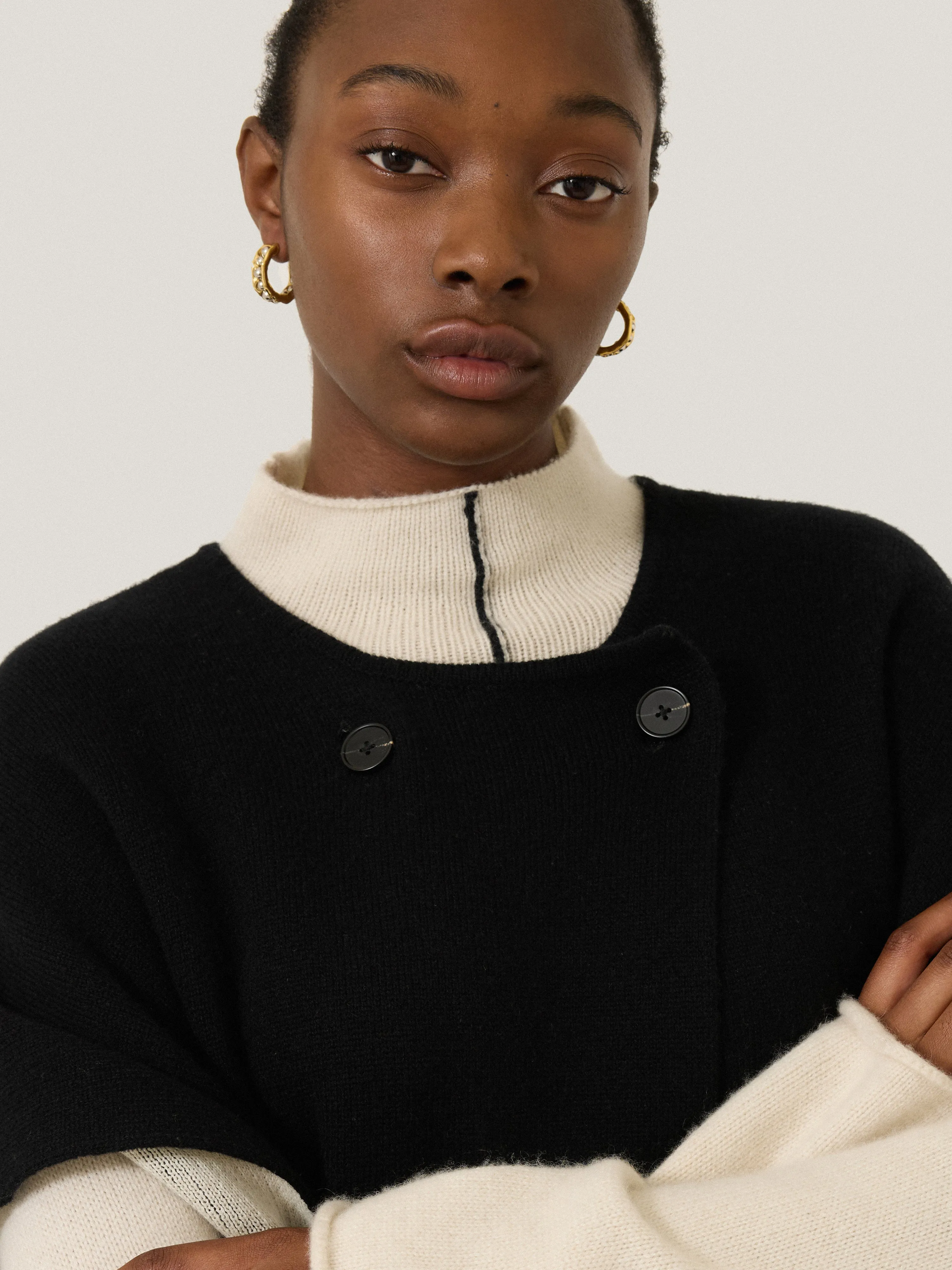 Double Faced Contrast Cape | Black sold by Jigsaw product image thumbnail 4