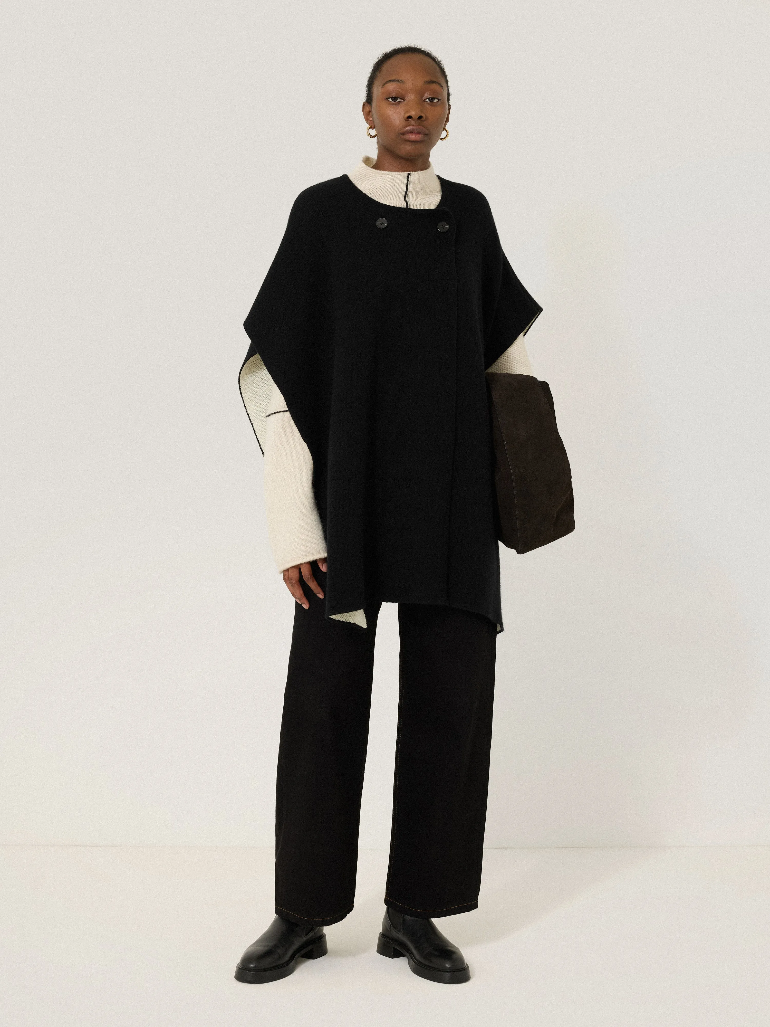 Double Faced Contrast Cape | Black sold by Jigsaw product image thumbnail 3