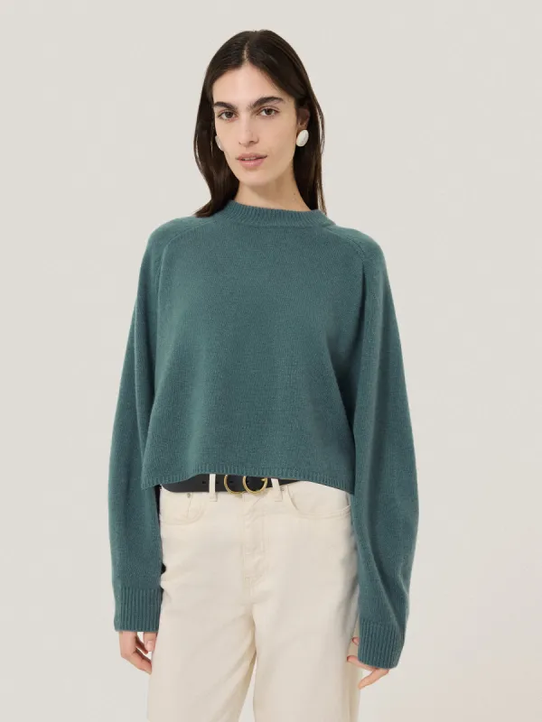 Crew Neck Poncho Jumper | Blue sold by Jigsaw