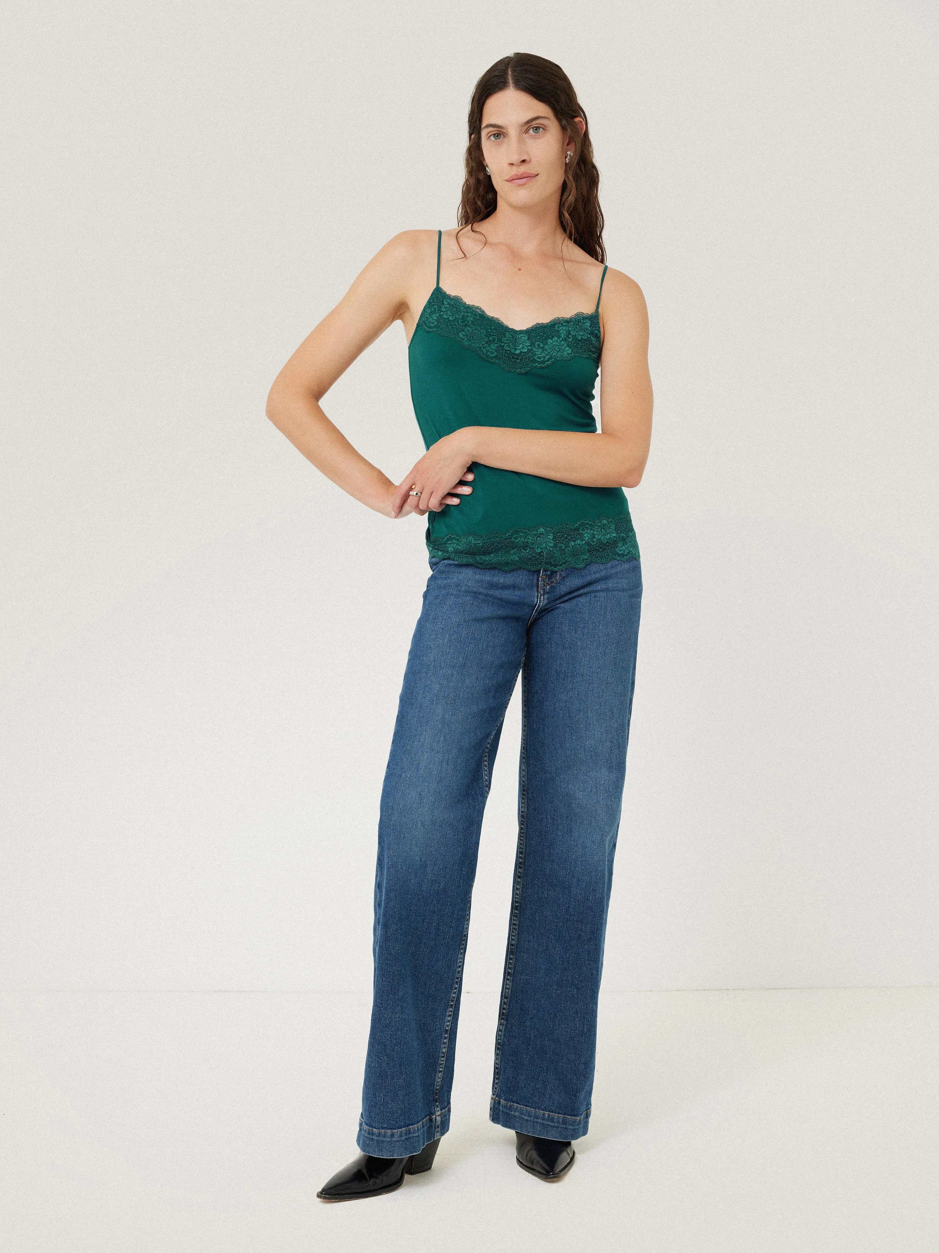 Modal Lace Vest | Sherwood Green sold by Jigsaw product image thumbnail 3