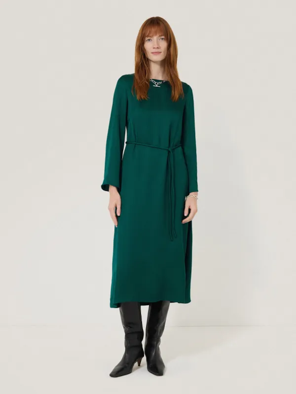 Satin Back Crepe Dress | Green sold by Jigsaw