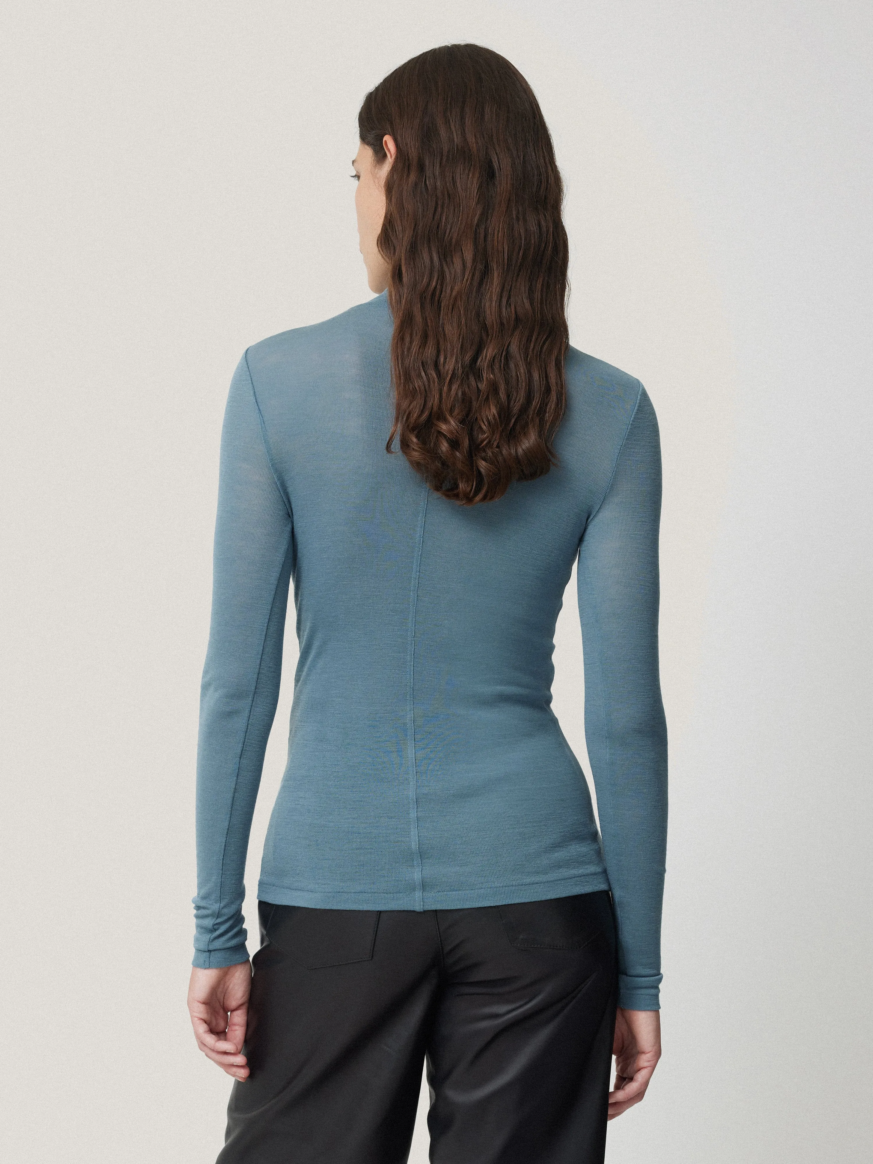 Wool Jersey Polo Neck Top | Water Blue sold by Jigsaw product image thumbnail 4