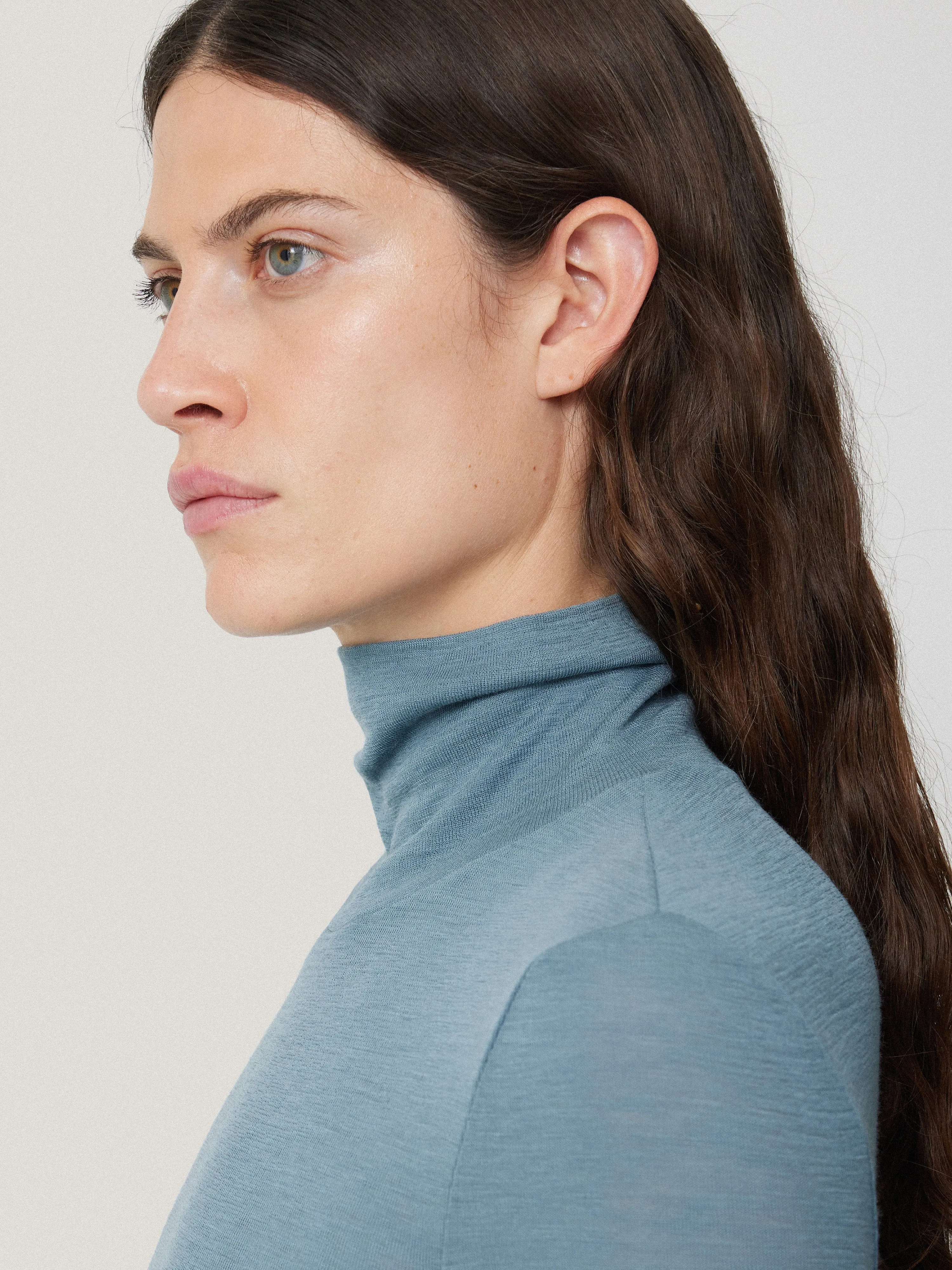 Wool Jersey Polo Neck Top | Water Blue sold by Jigsaw product image thumbnail 2