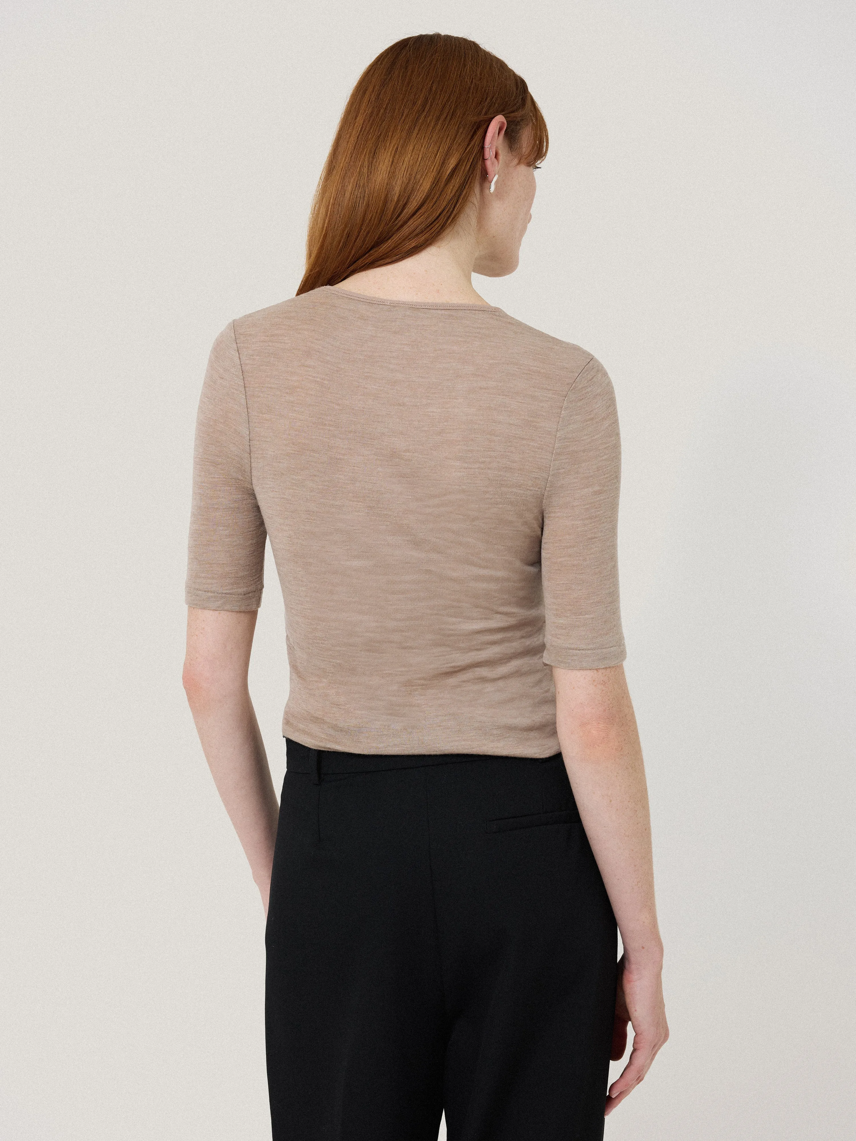 Merino Half Sleeve T-shirt | Stone sold by Jigsaw product image thumbnail 4