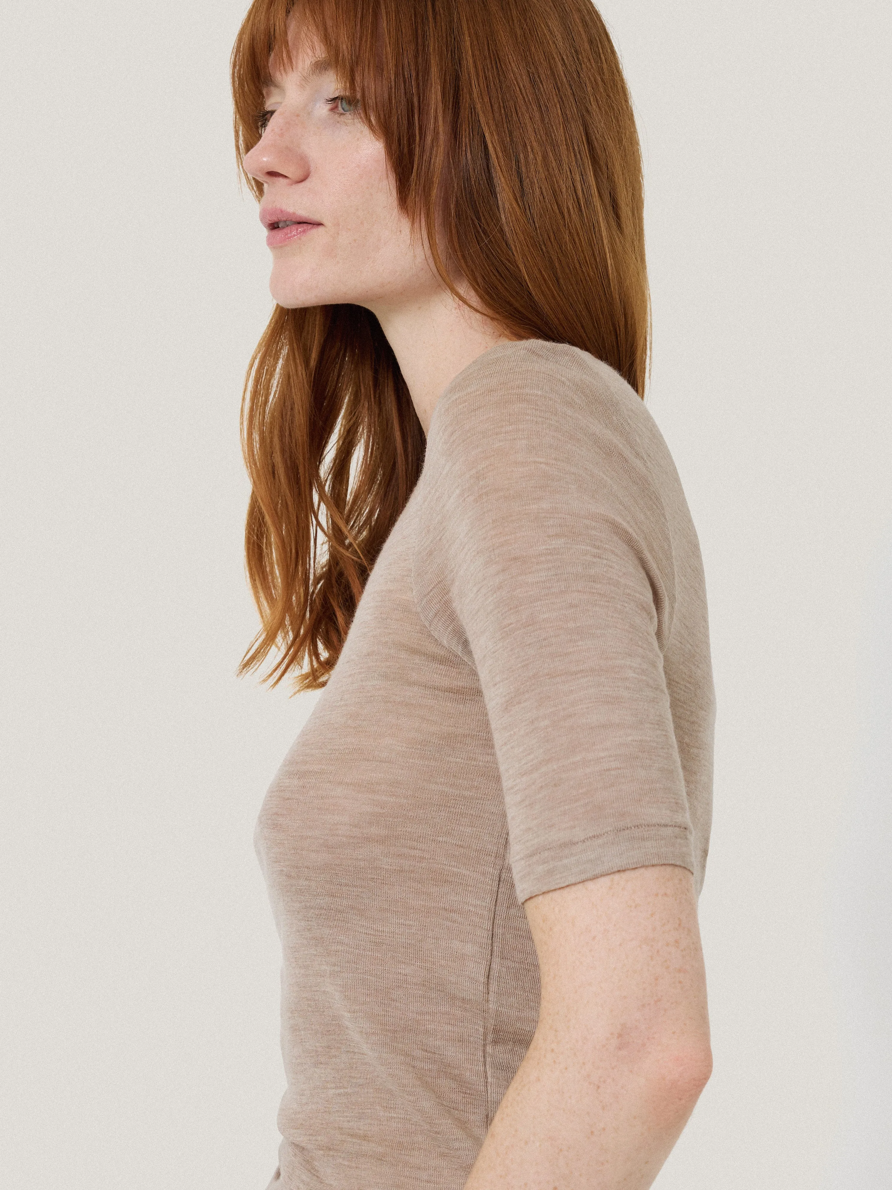 Merino Half Sleeve T-shirt | Stone sold by Jigsaw product image thumbnail 2