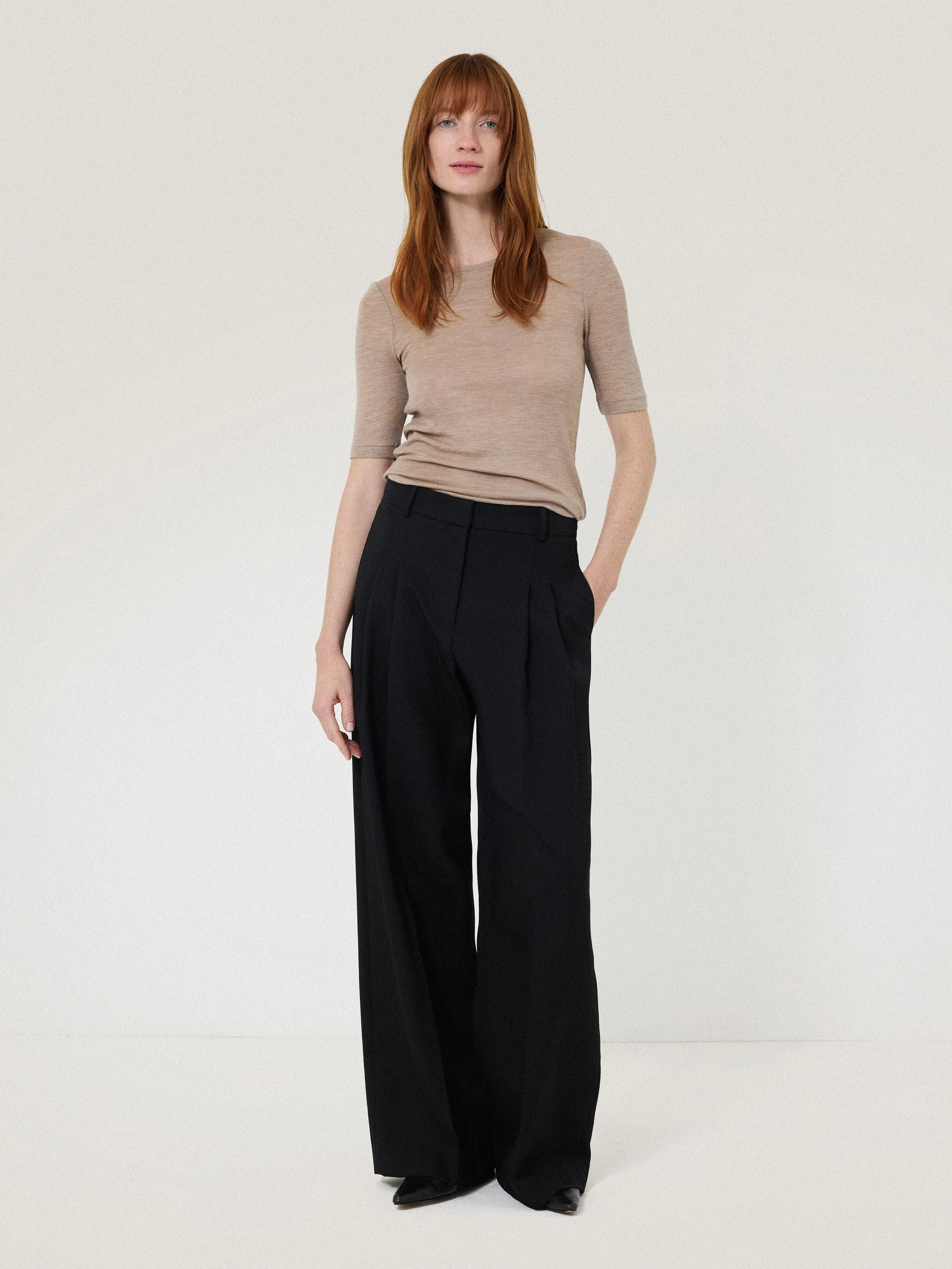 Merino Half Sleeve T-shirt | Stone sold by Jigsaw product image thumbnail 3