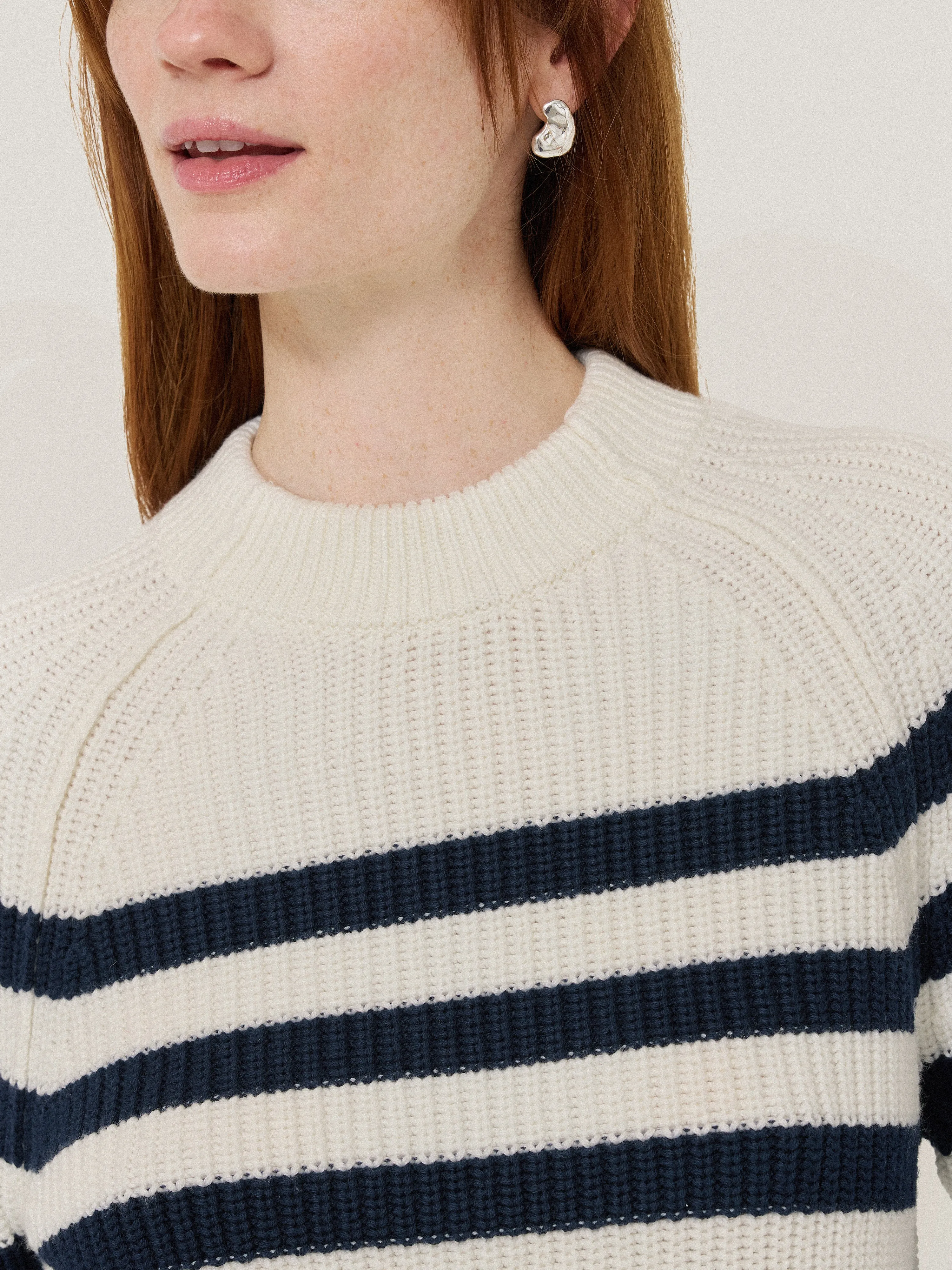 Cotton Blend Stripe Jumper | Navy sold by Jigsaw product image thumbnail 3