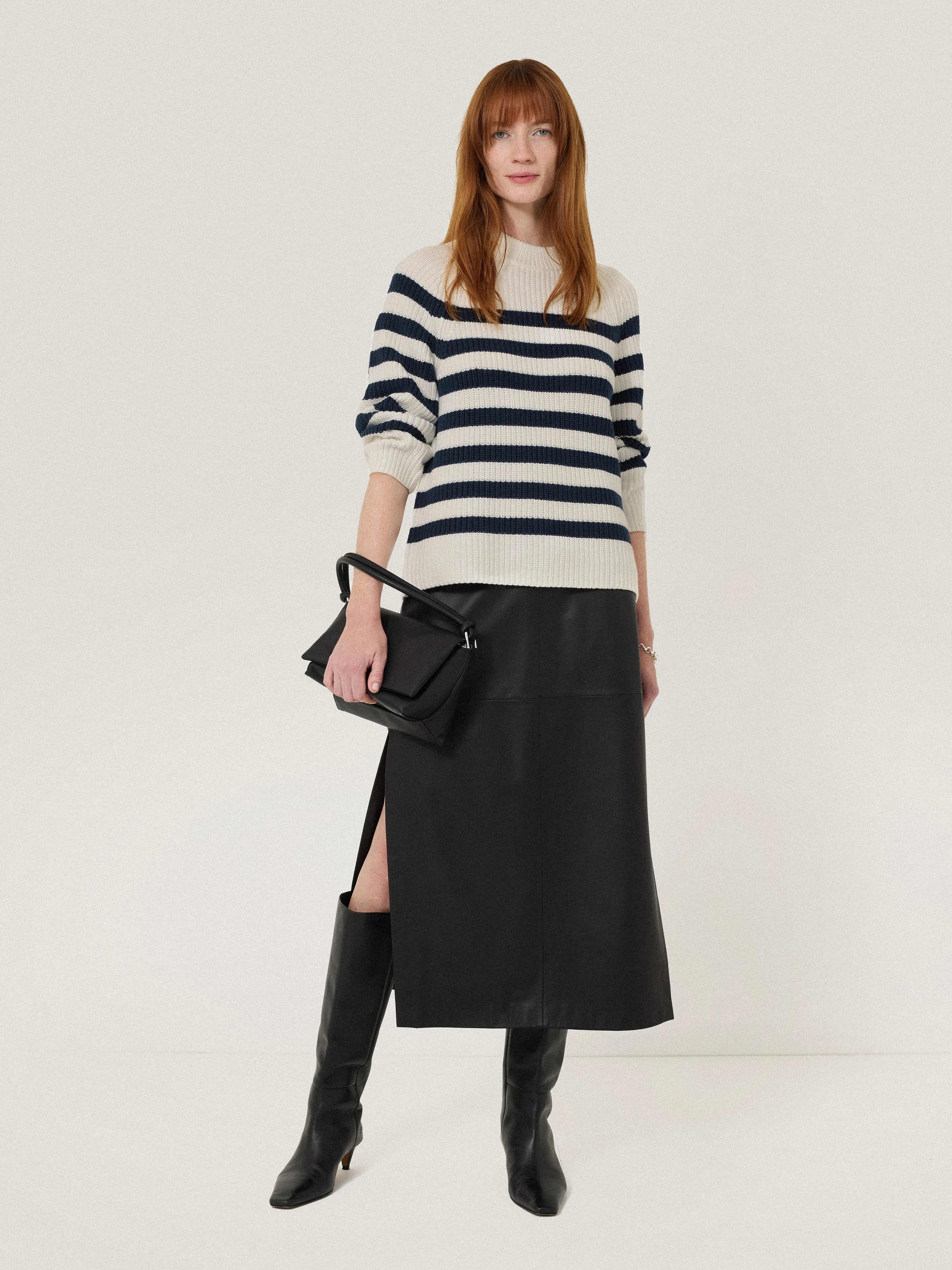 Cotton Blend Stripe Jumper | Navy sold by Jigsaw product image thumbnail 2