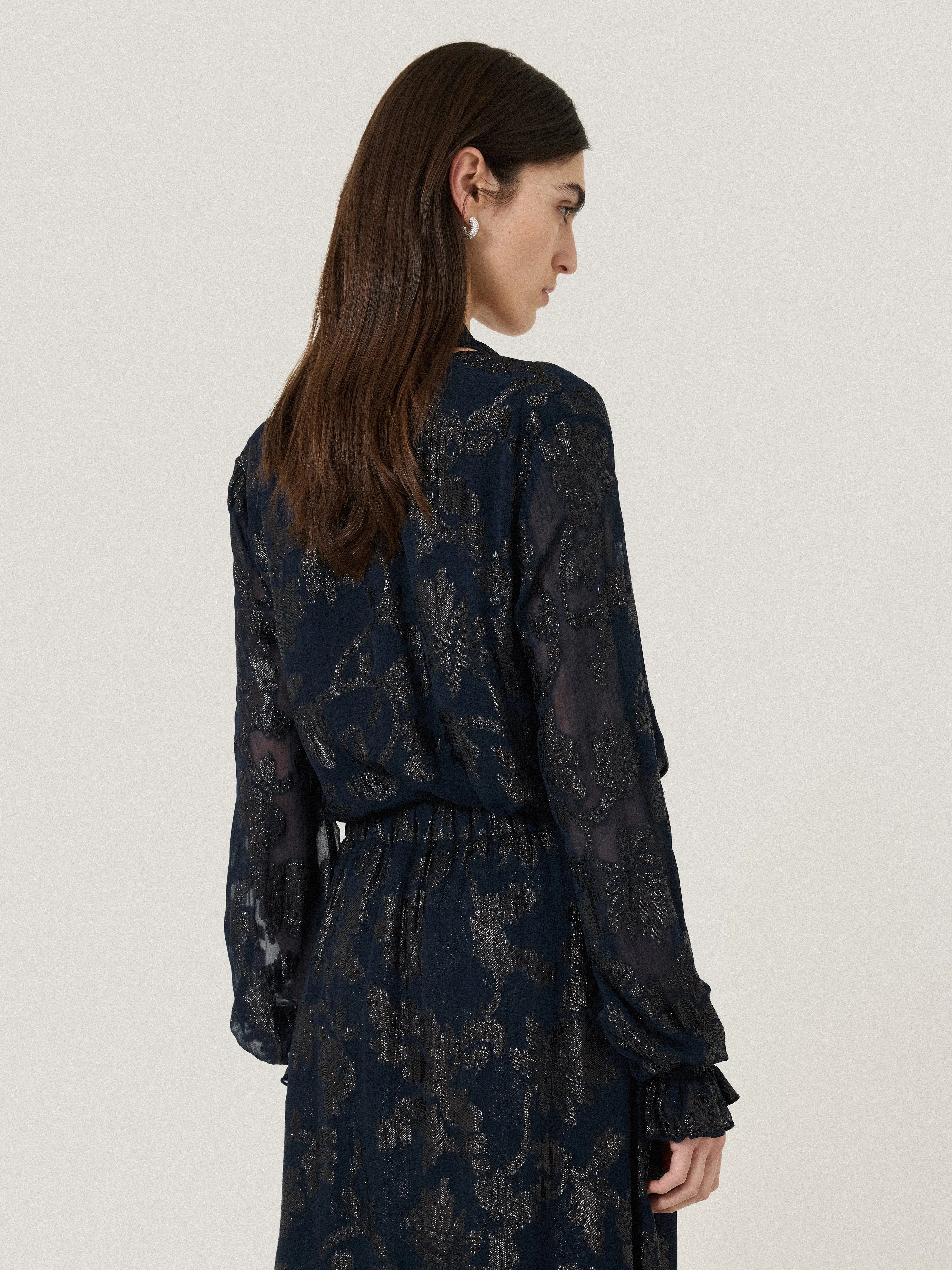 Metallic Jacquard Top | Navy sold by Jigsaw product image thumbnail 5