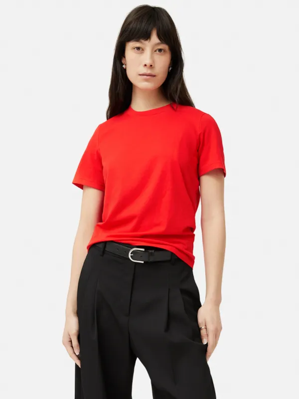 Supima Cotton Crew Neck Tee | Red sold by Jigsaw