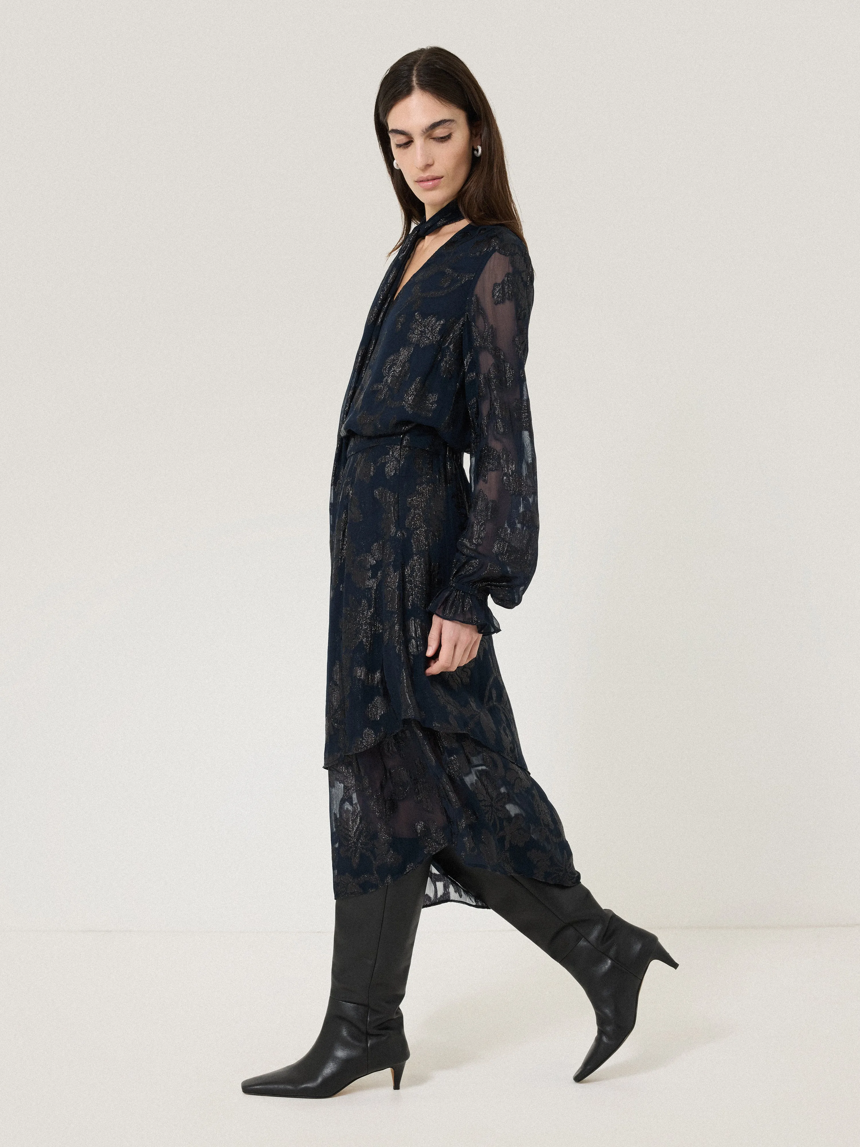 Metallic Jacquard Top | Navy sold by Jigsaw product image thumbnail 3