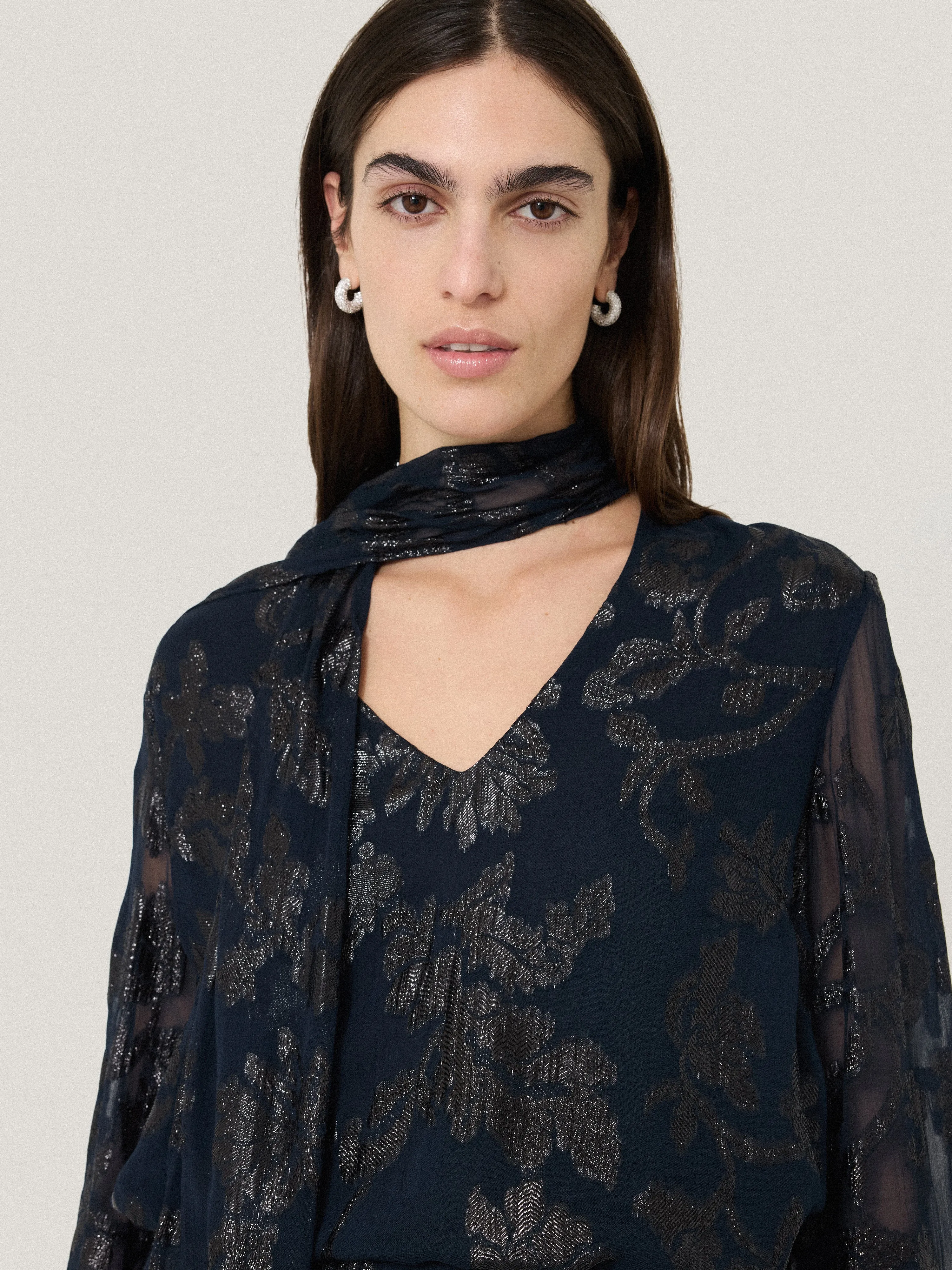 Metallic Jacquard Top | Navy sold by Jigsaw product image thumbnail 2