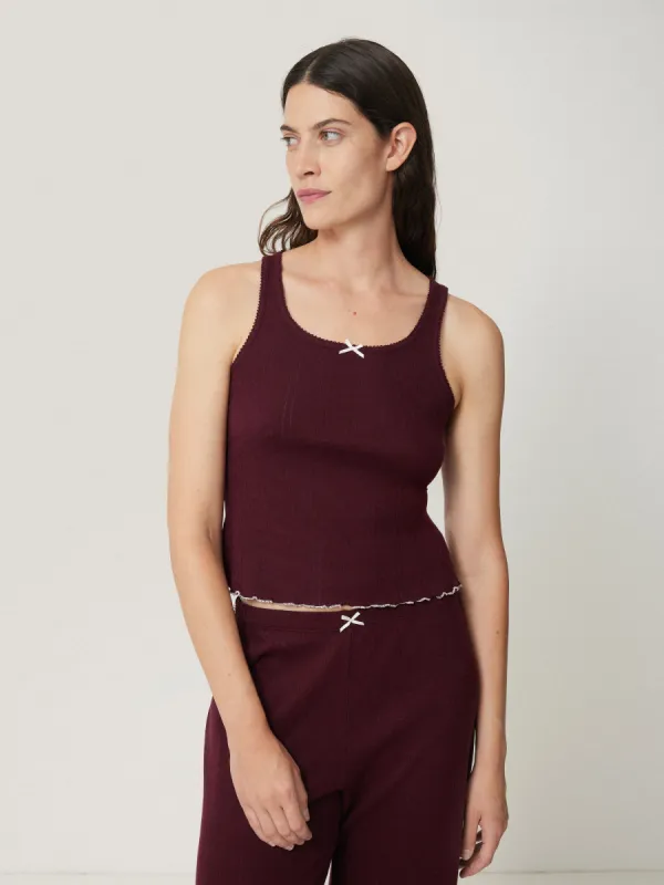 Pointelle Vest Top | Burgundy sold by Jigsaw