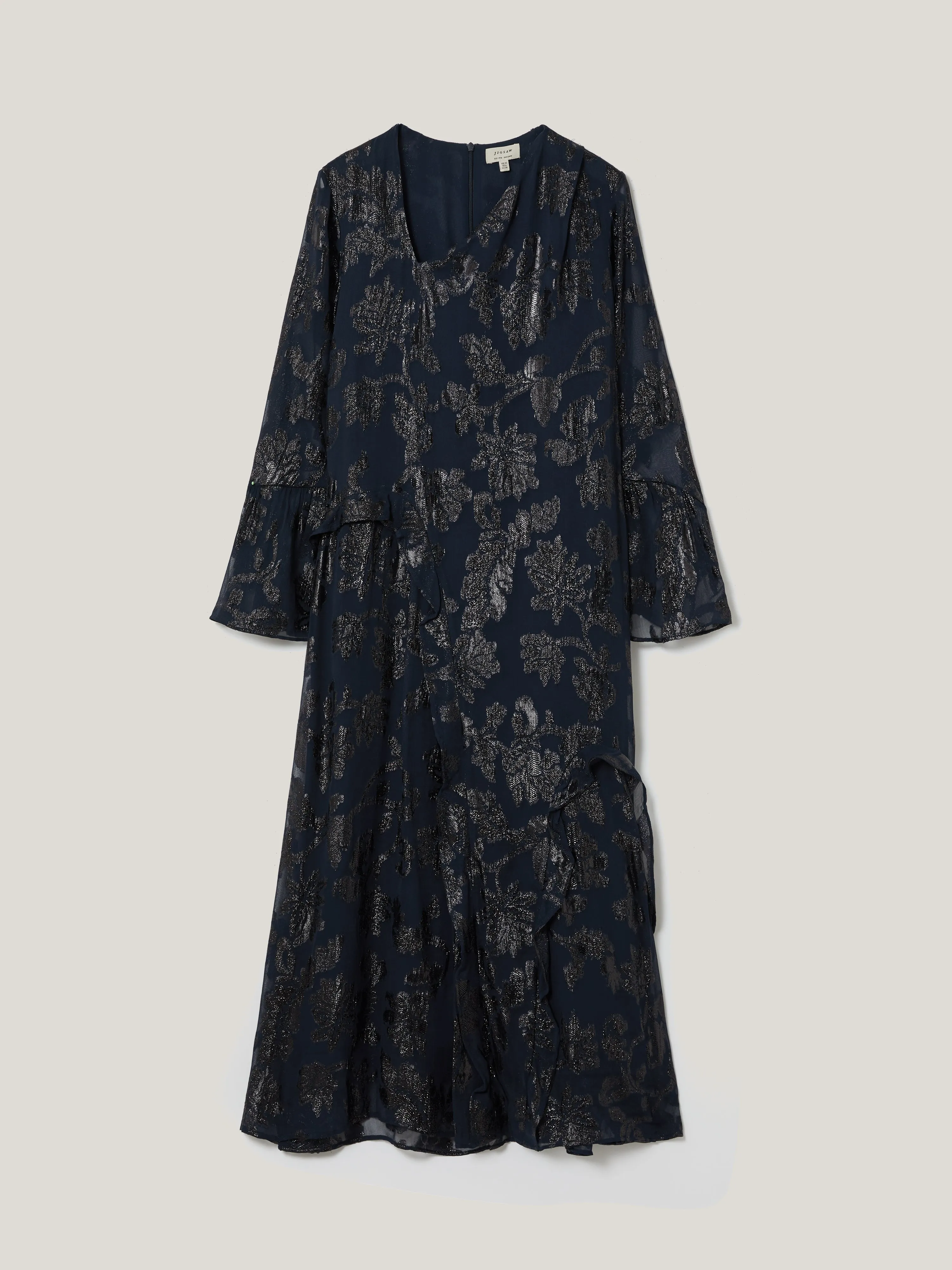 Metallic Jacquard Midi Dress | Navy sold by Jigsaw