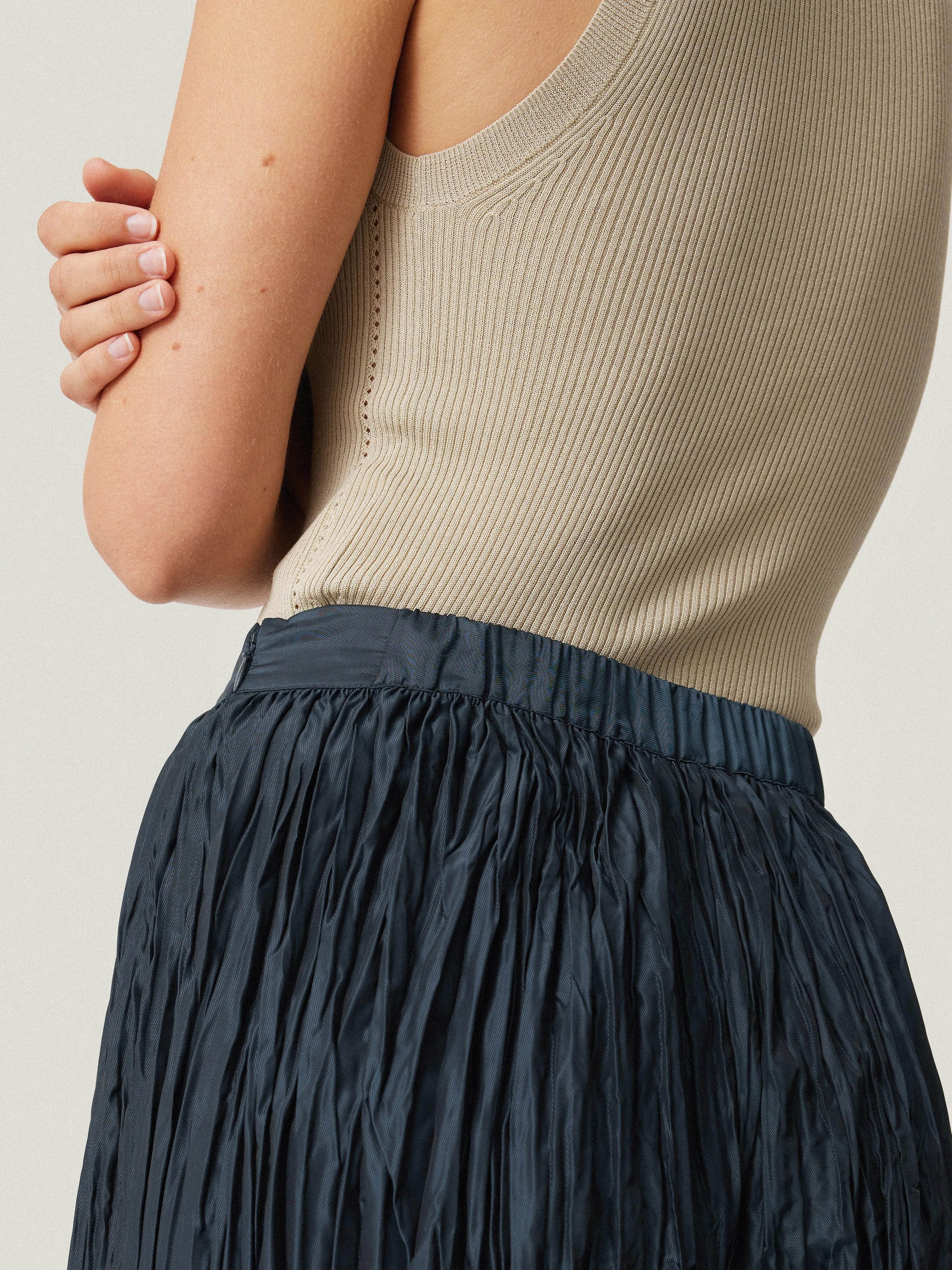 Plisse Trouser | Navy sold by Jigsaw product image thumbnail 3