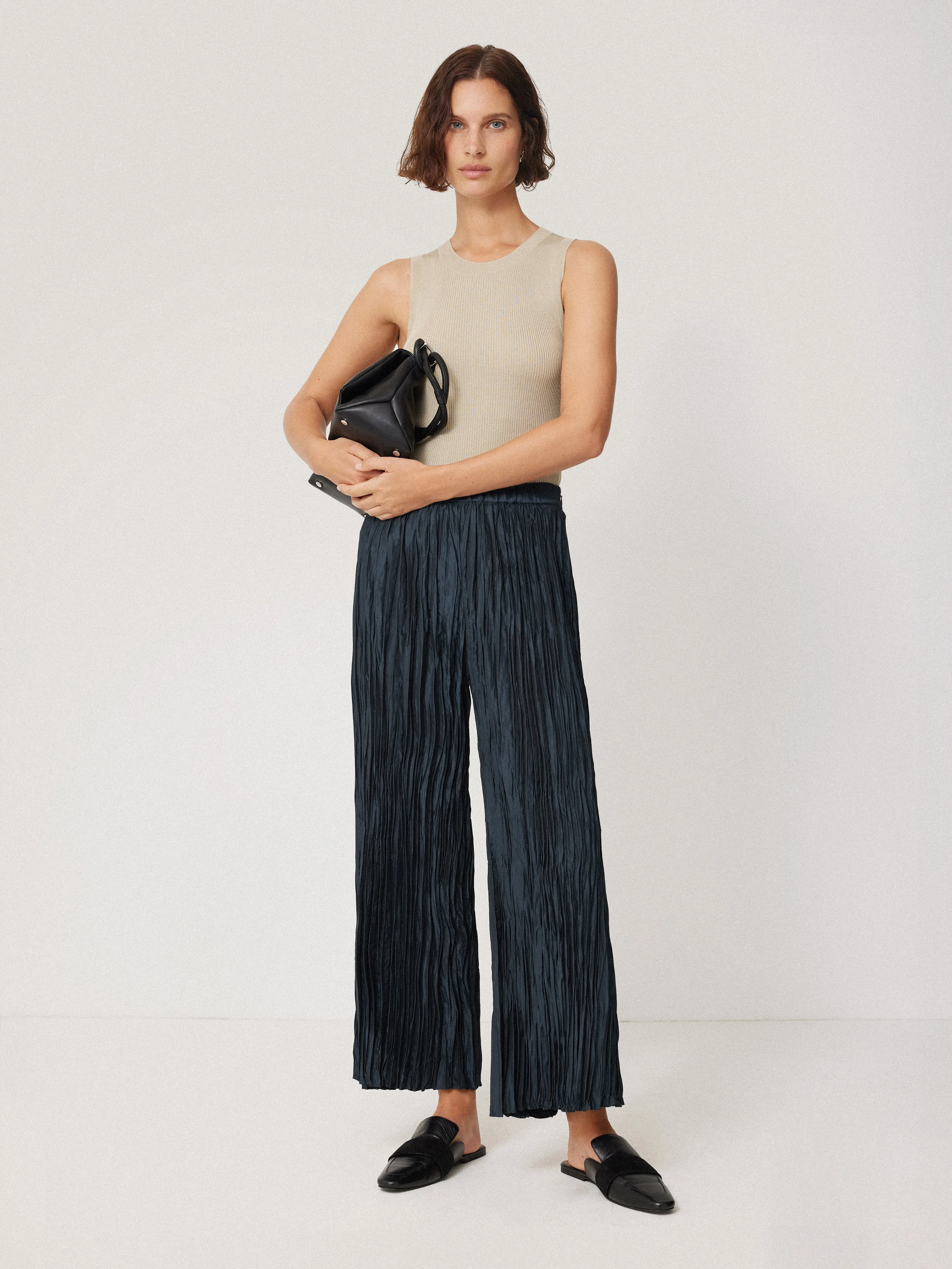 Plisse Trouser | Navy sold by Jigsaw product image thumbnail 4