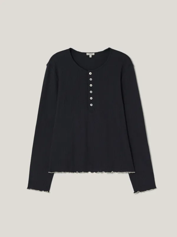 Pointelle Henley Top | Navy sold by Jigsaw