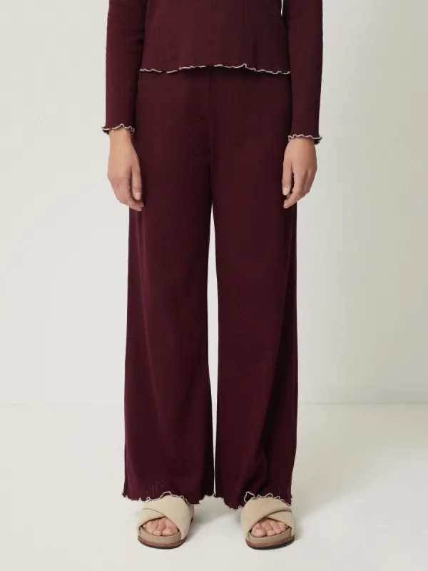 Pointelle Trousers | Burgundy sold by Jigsaw
