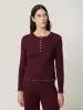 Pointelle Henley Top | Burgundy sold by Jigsaw