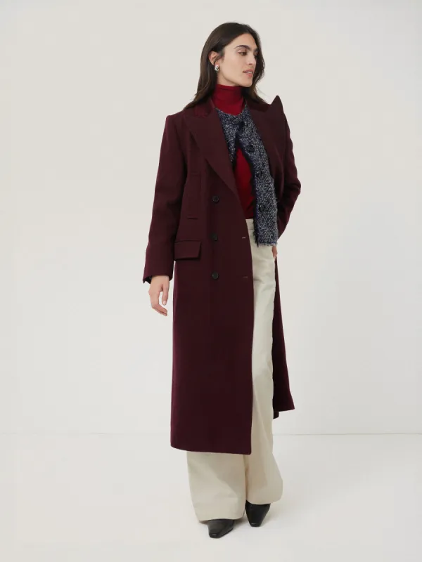 Wool Double Breasted Overcoat | Burgundy sold by Jigsaw