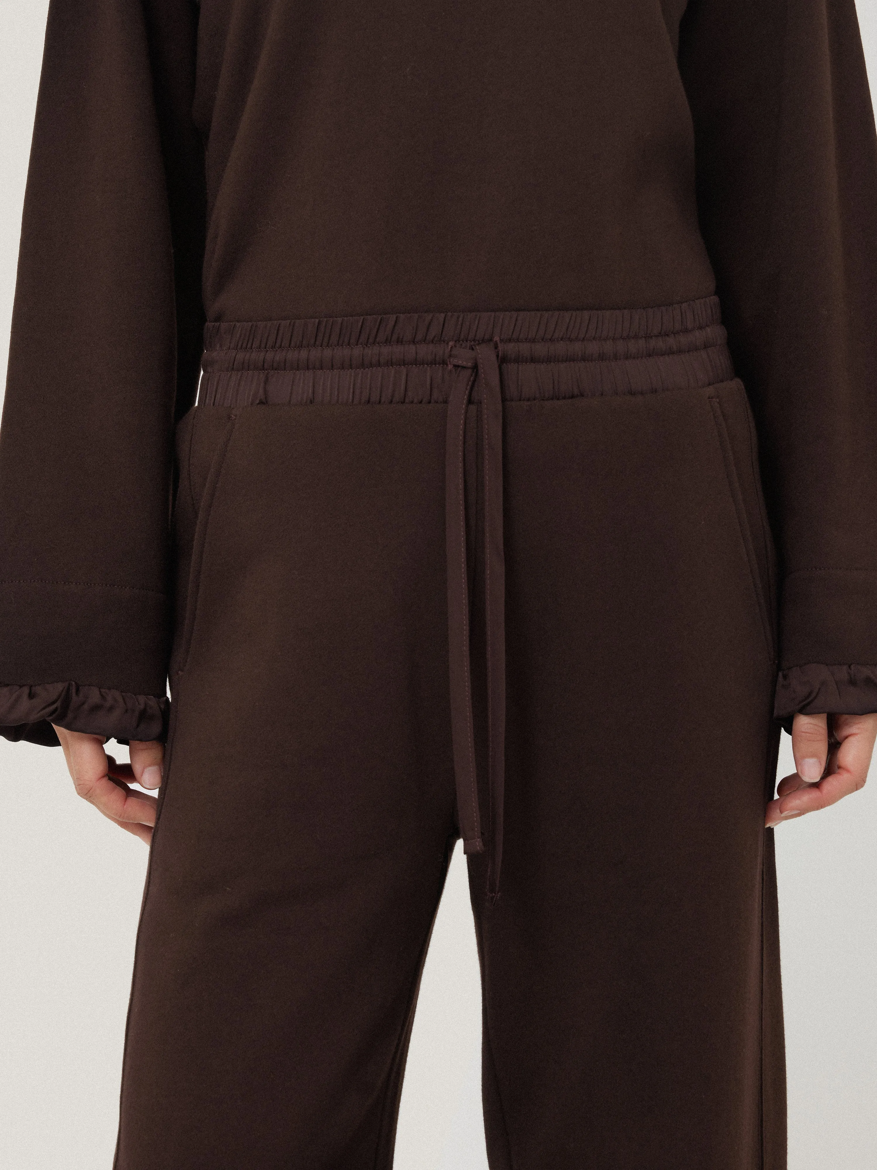 Satin Waistband Jersey Joggers | Chocolate sold by Jigsaw product image thumbnail 4