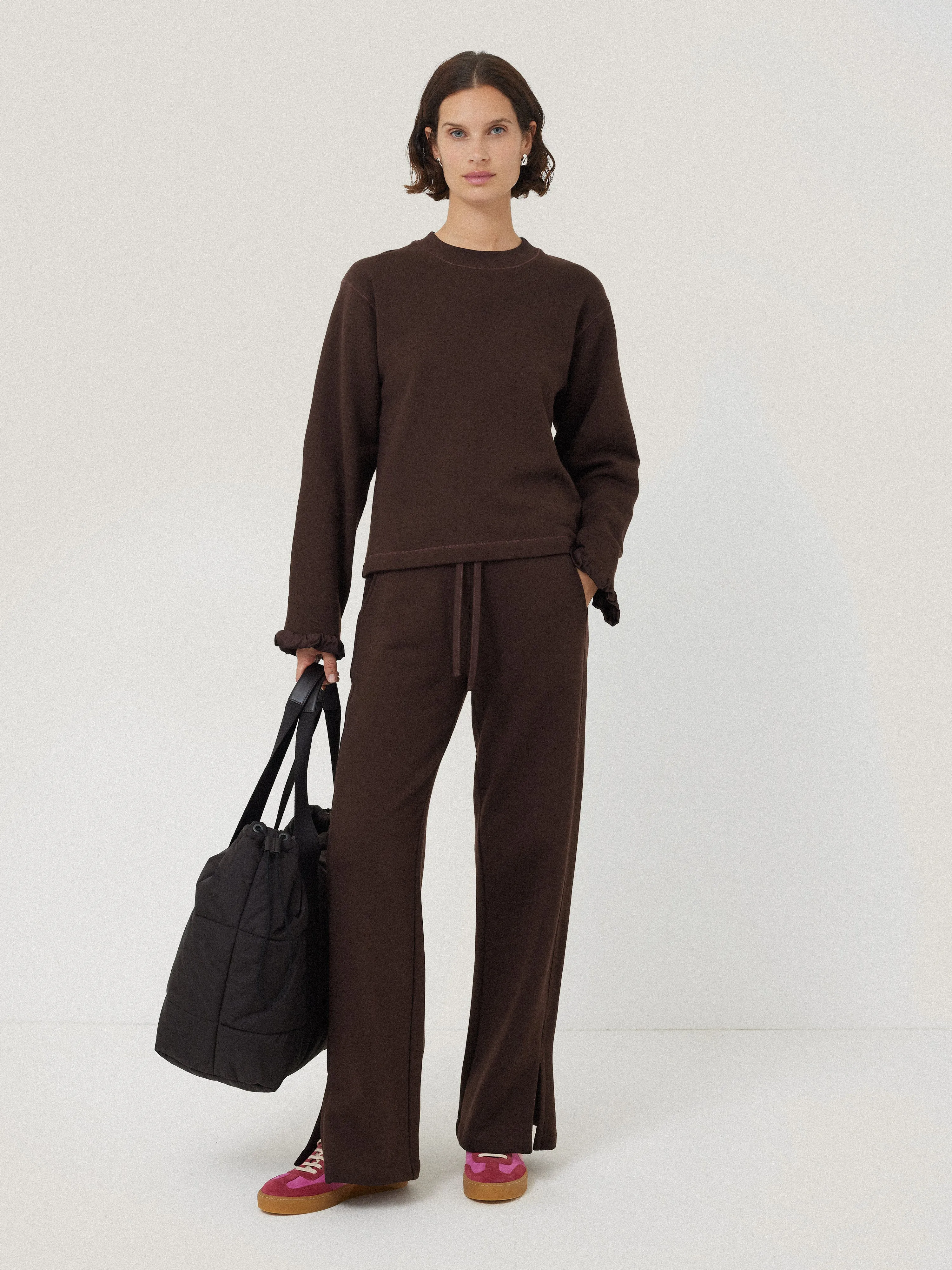 Satin Waistband Jersey Joggers | Chocolate sold by Jigsaw product image thumbnail 3