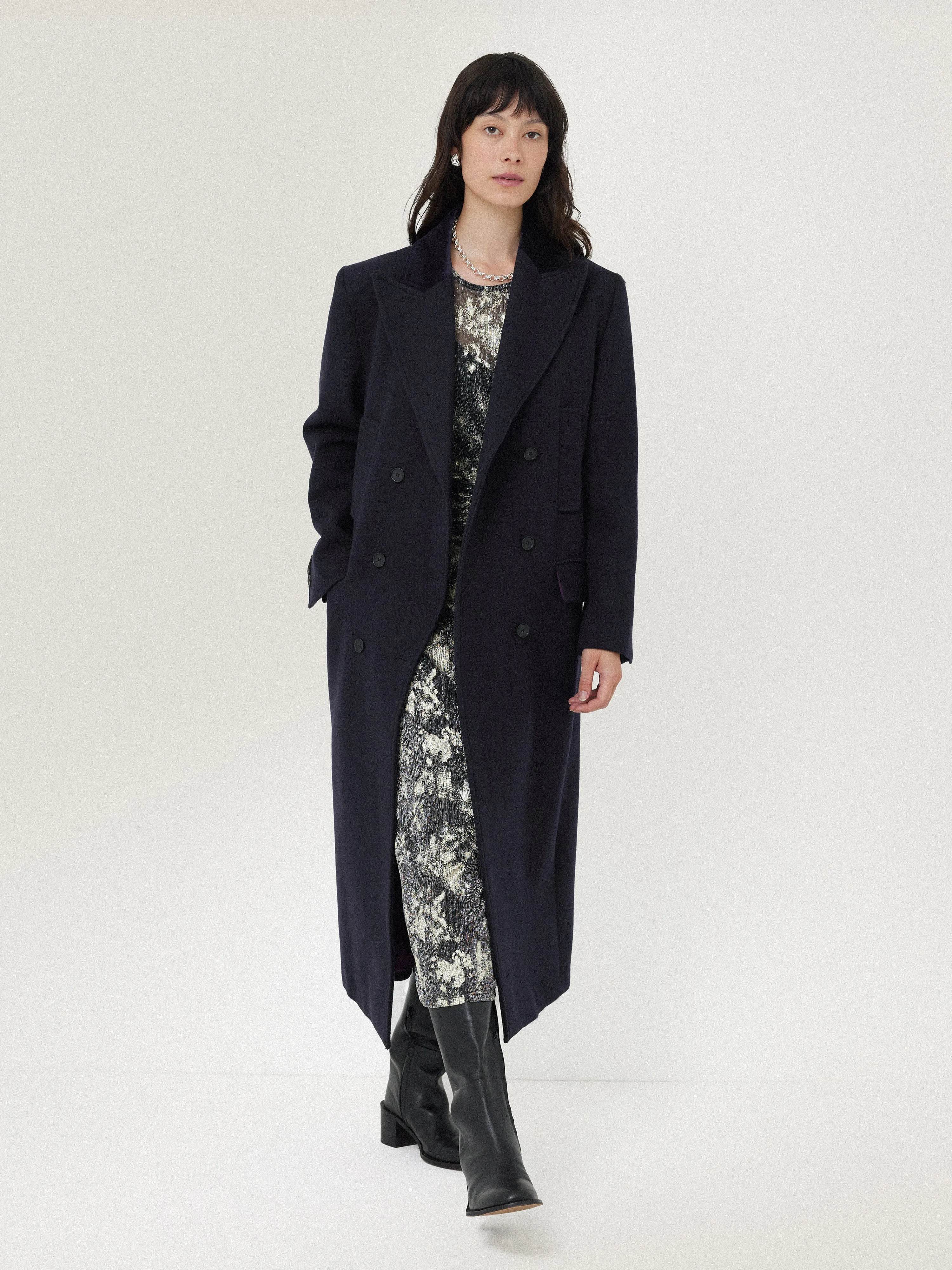 Wool Double Breasted Overcoat | Navy sold by Jigsaw product image thumbnail 5