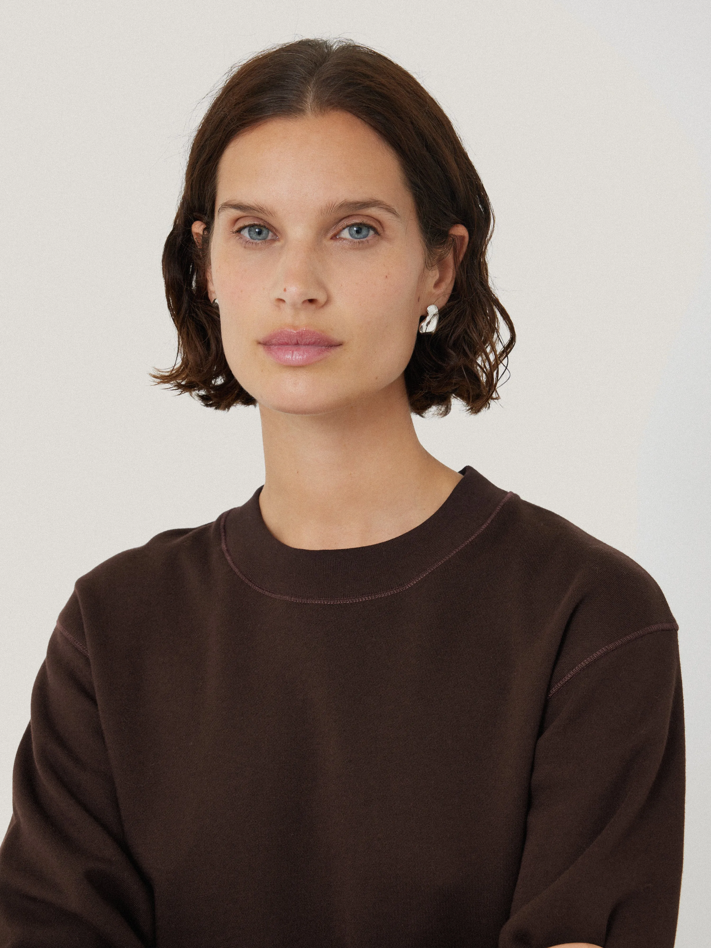 Satin Cuff Jersey Sweatshirt | Chocolate sold by Jigsaw product image thumbnail 4