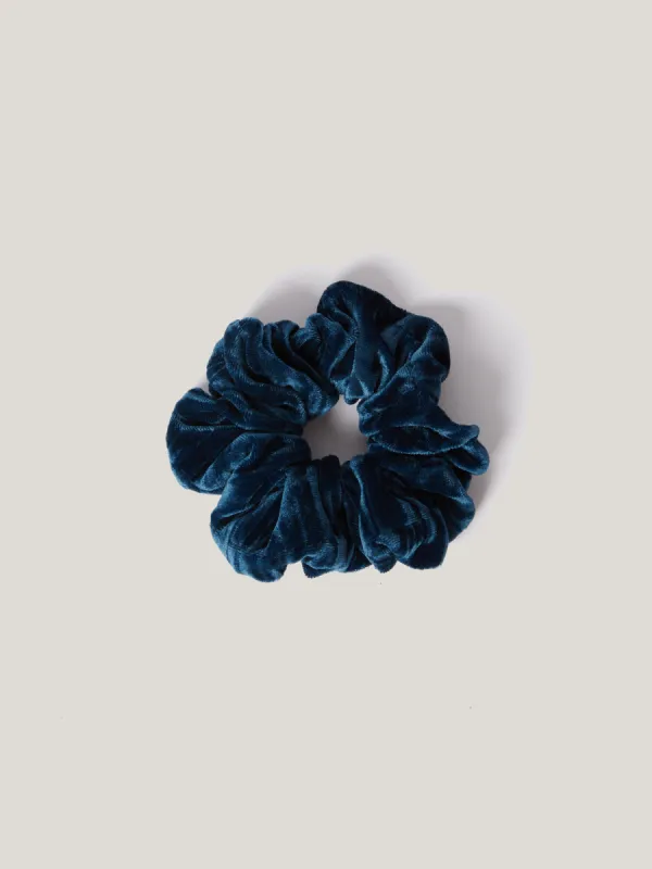 Plisse Velvet Scrunchie | Teal sold by Jigsaw