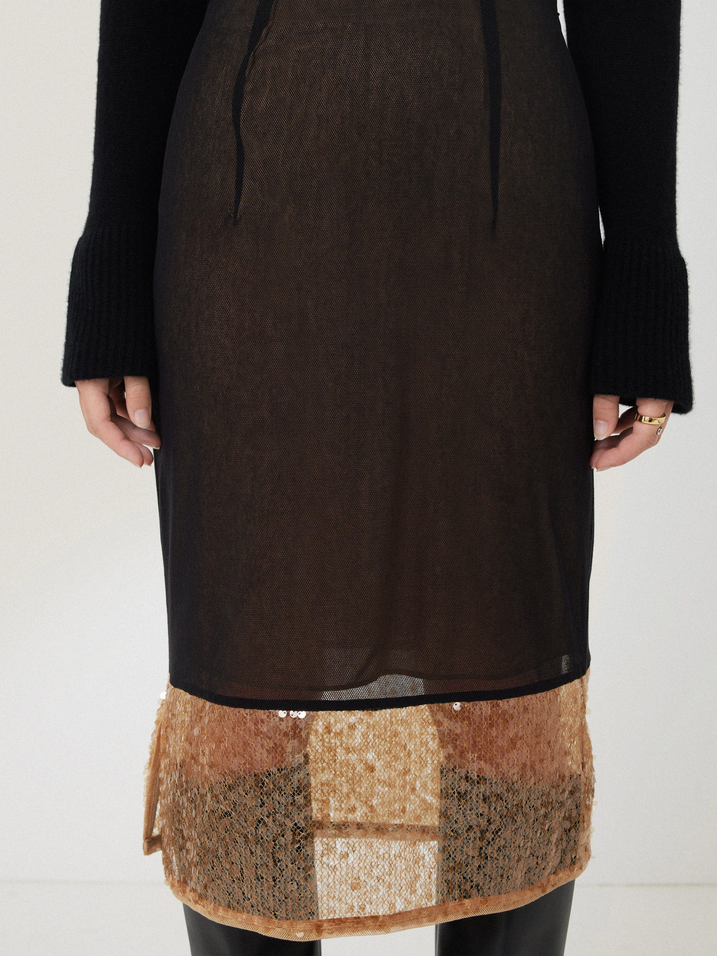 Sequin Mesh Skirt | Black sold by Jigsaw product image thumbnail 4