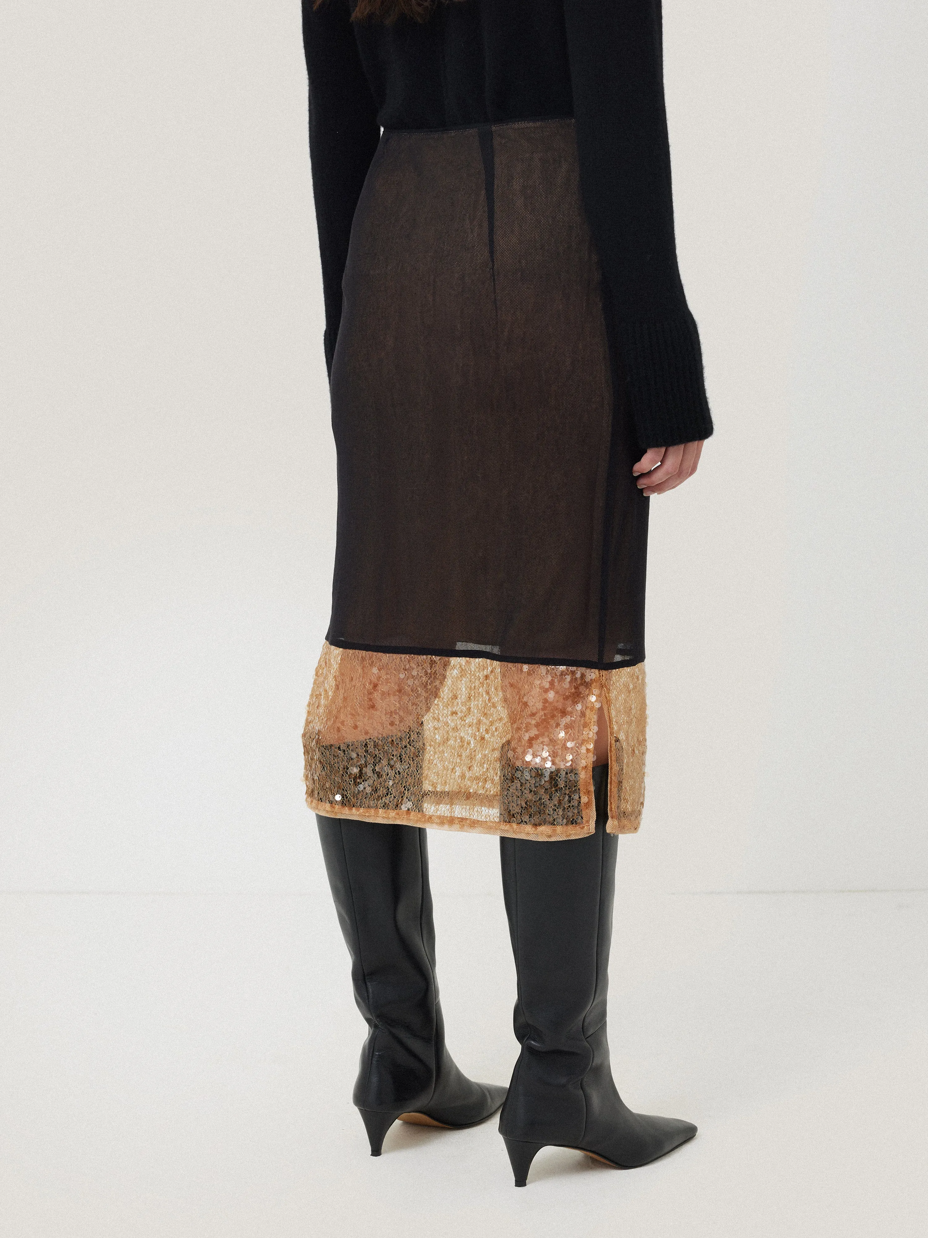 Sequin Mesh Skirt | Black sold by Jigsaw product image thumbnail 5