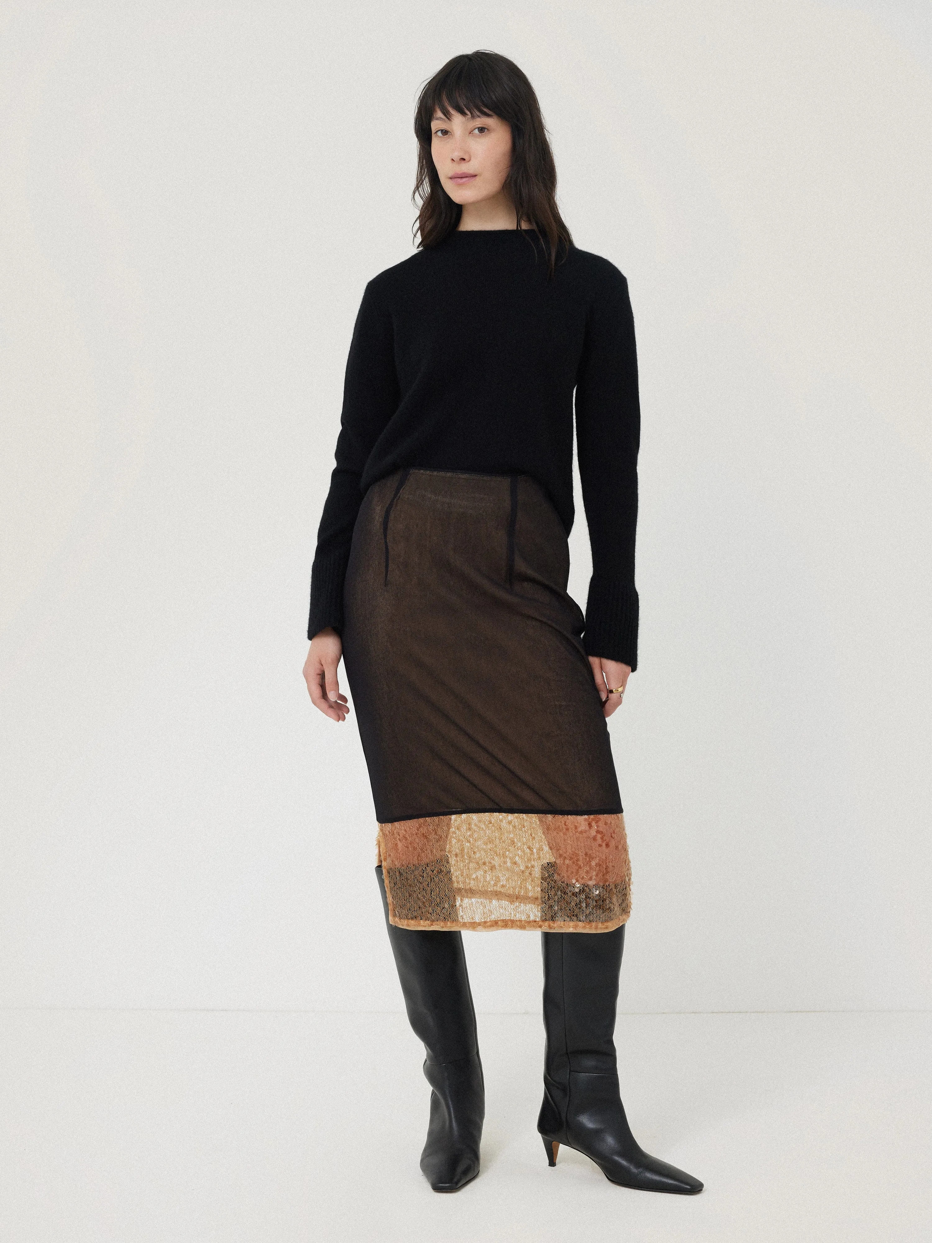 Sequin Mesh Skirt | Black sold by Jigsaw product image thumbnail 3