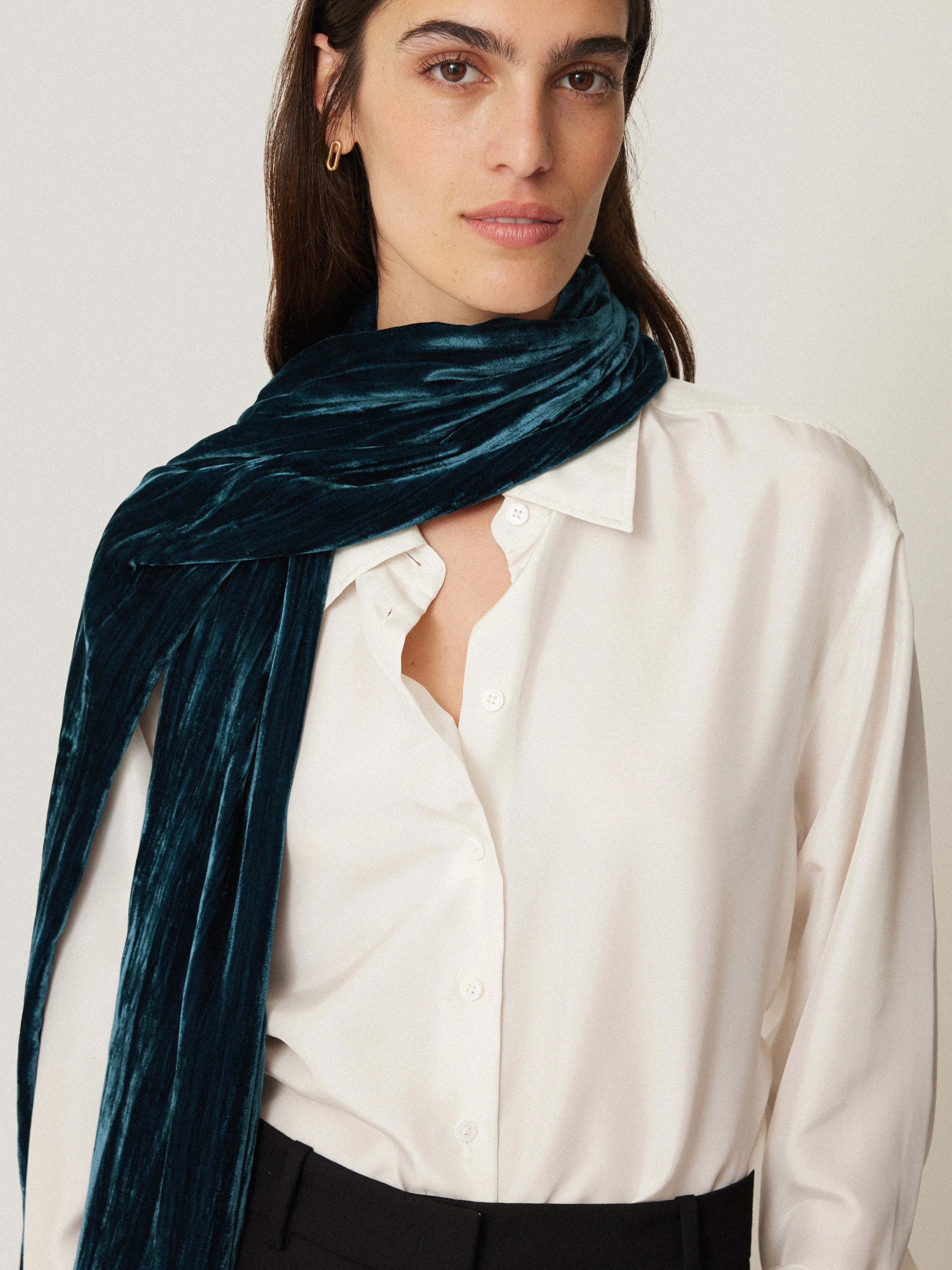 Plisse Velvet Scarf | Teal sold by Jigsaw product image thumbnail 3