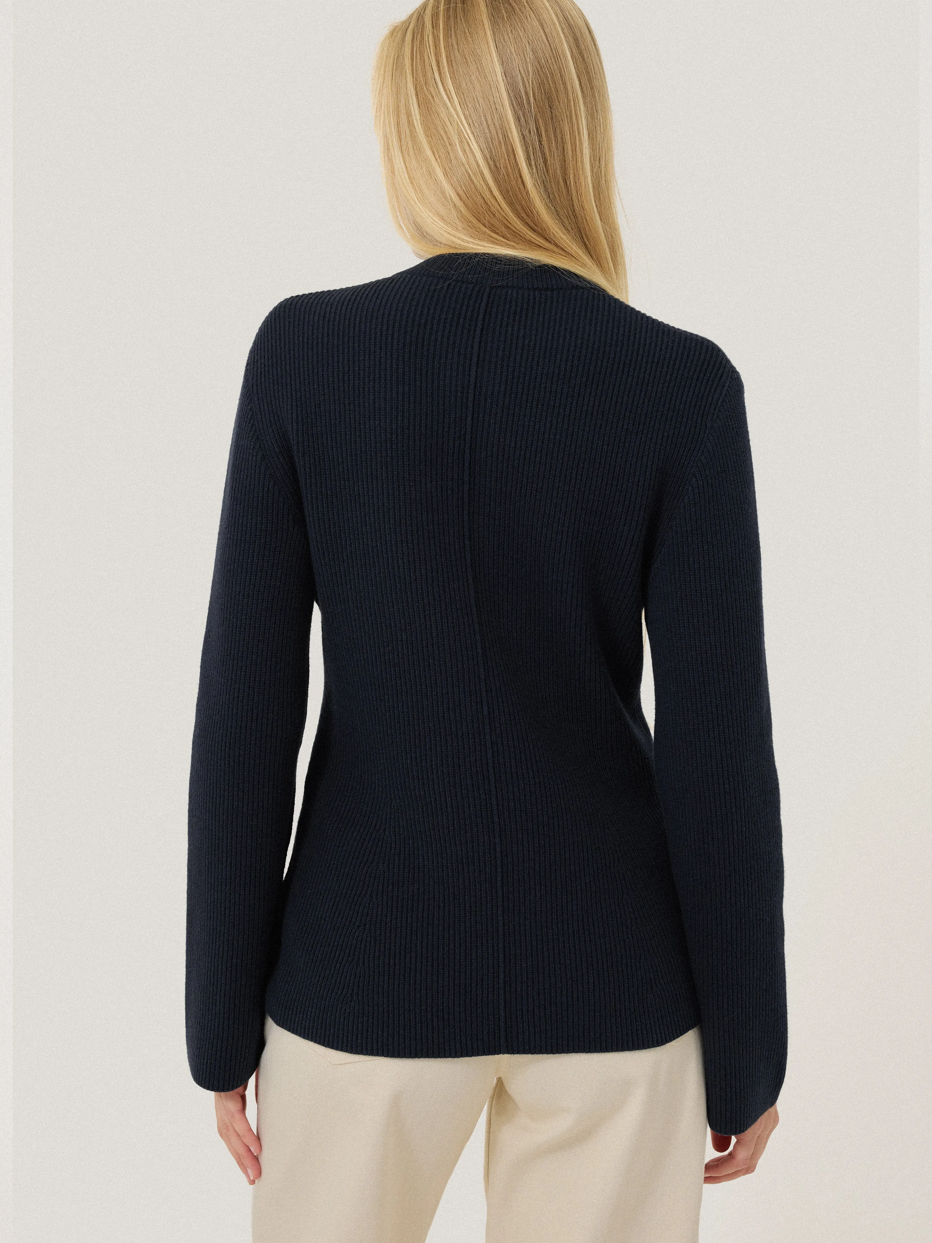 Cotton Blend Knit Cardigan | Navy sold by Jigsaw product image thumbnail 5