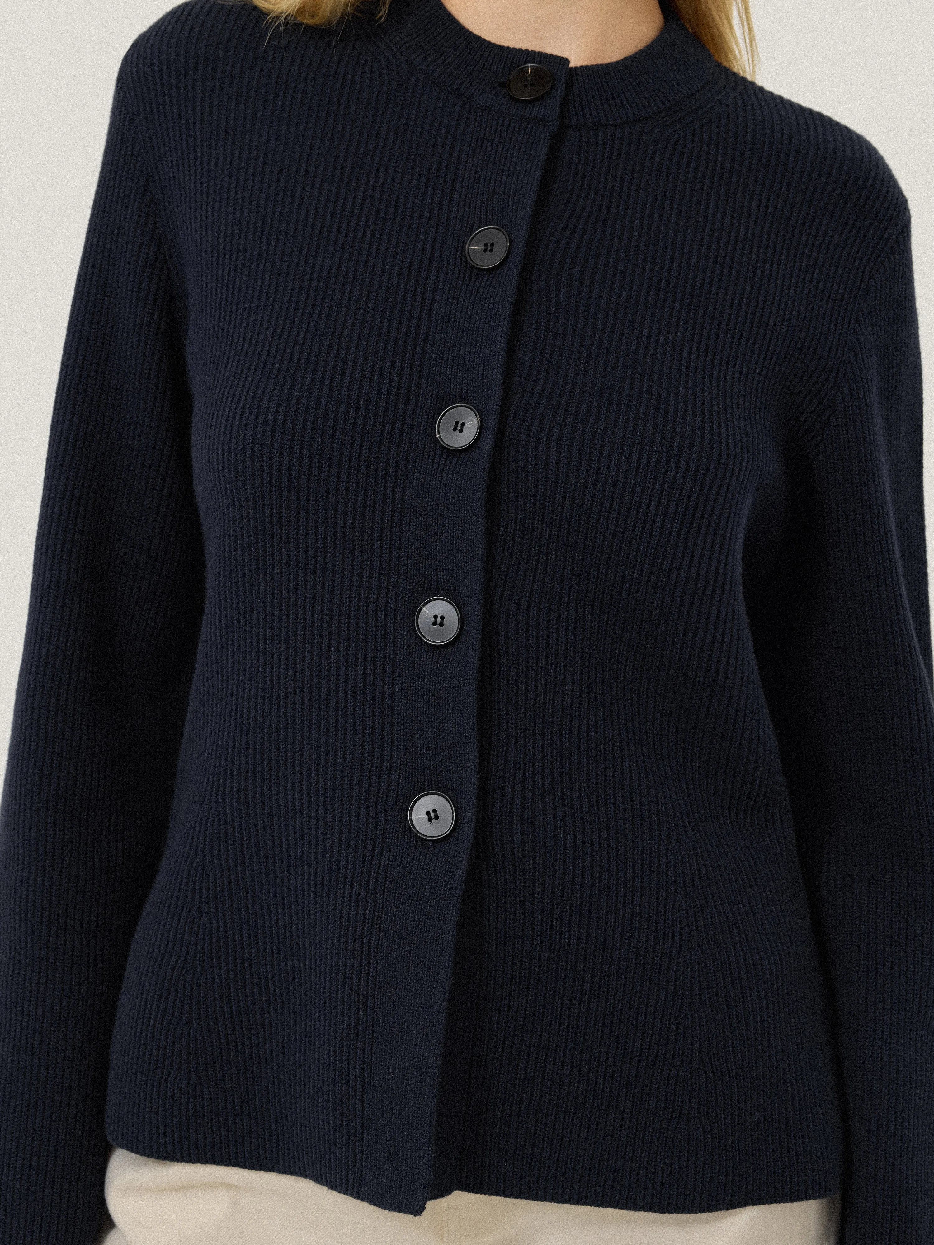 Cotton Blend Knit Cardigan | Navy sold by Jigsaw product image thumbnail 3