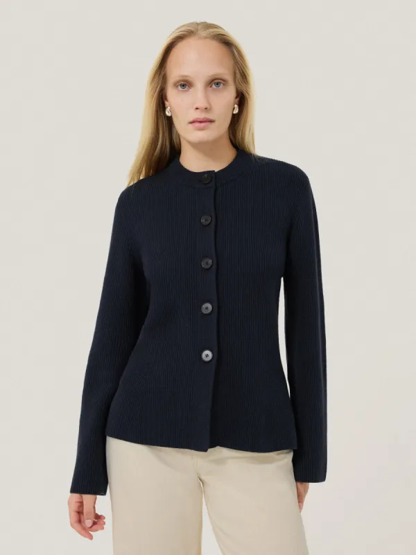 Cotton Blend Knit Cardigan | Navy sold by Jigsaw