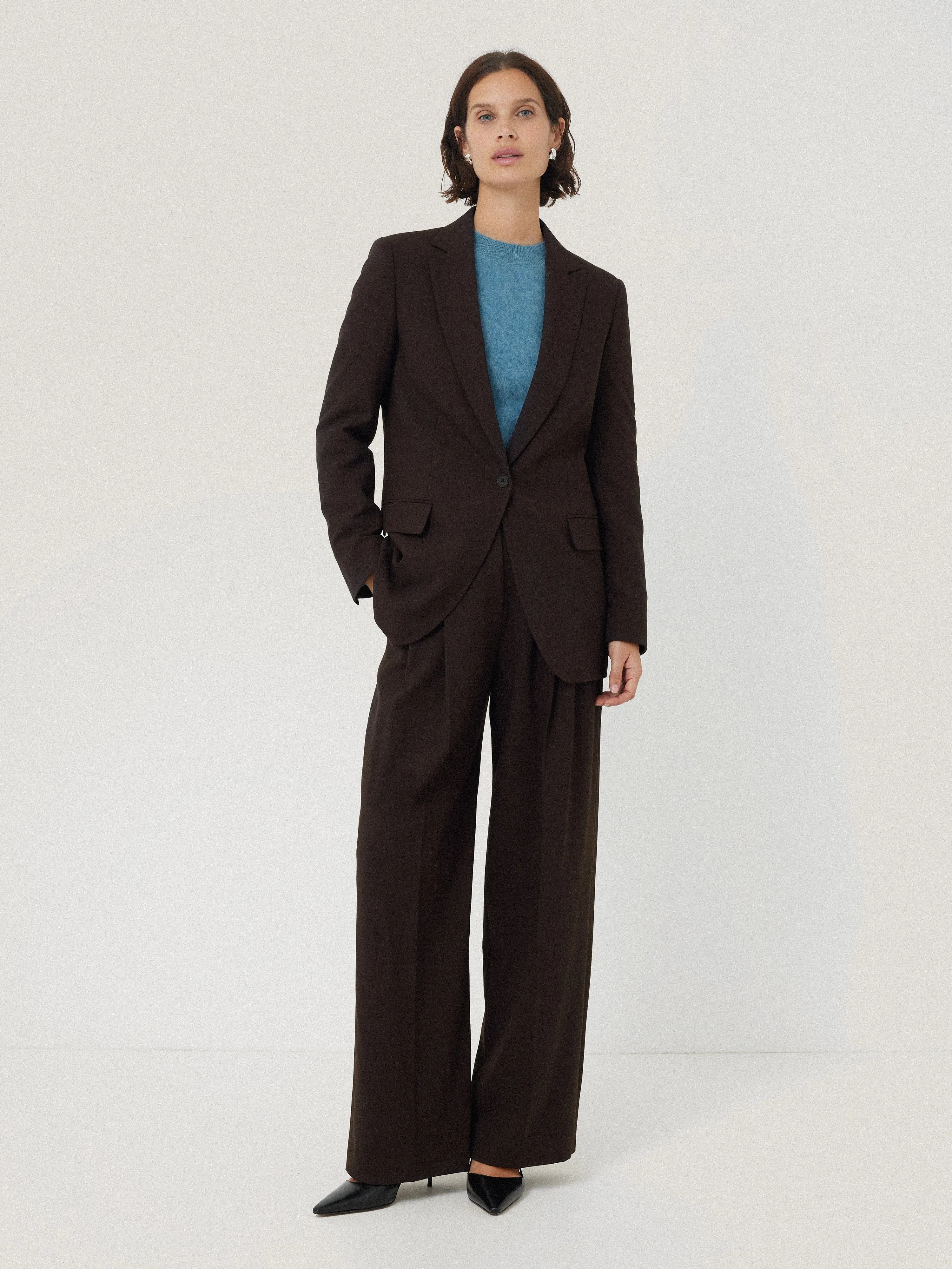 Knox Crosshatch Blazer | Brown sold by Jigsaw product image thumbnail 3