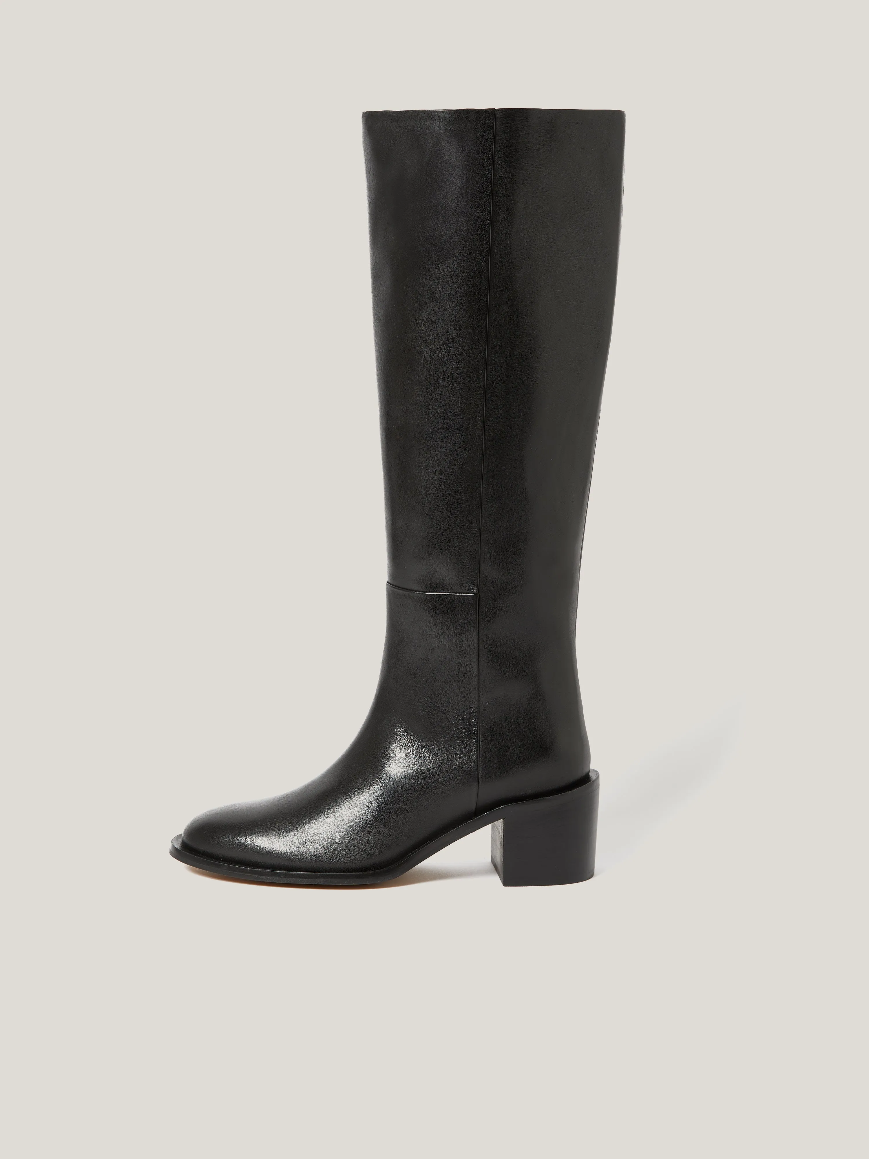 Leather Heeled Riding Boot | Black sold by Jigsaw