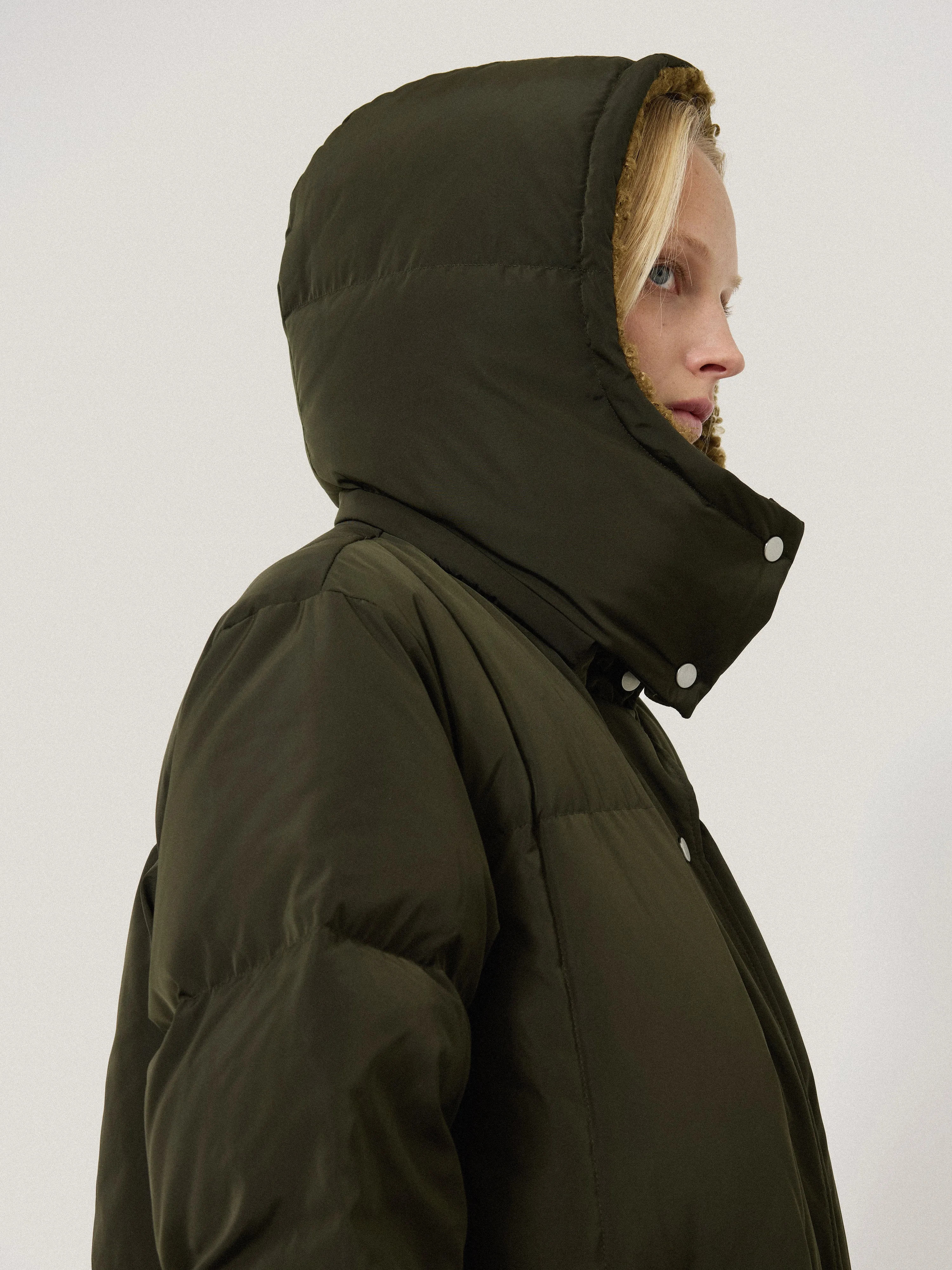 Relaxed Longline Puffer Coat | Dark Kale sold by Jigsaw product image thumbnail 5