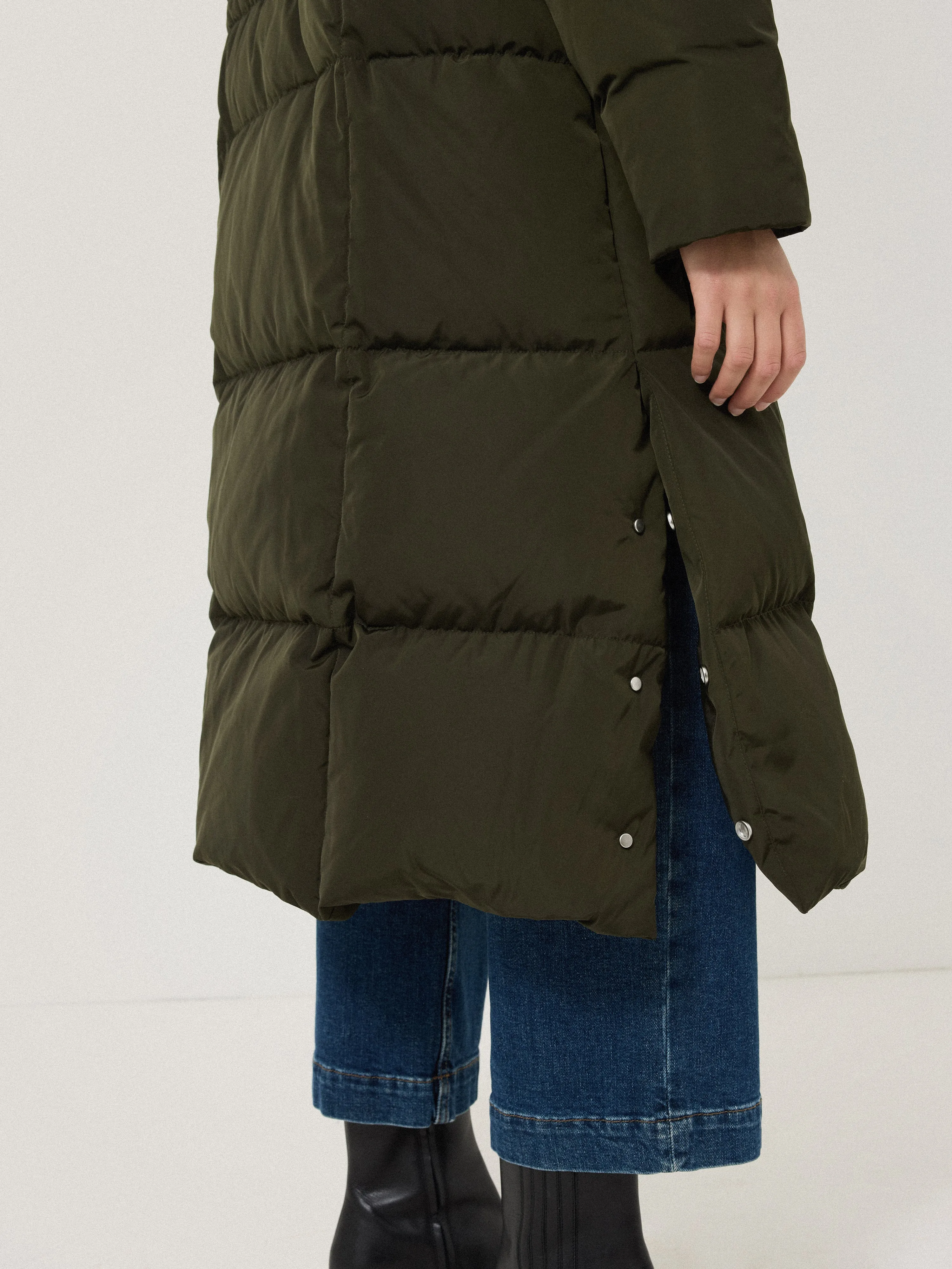 Relaxed Longline Puffer Coat | Dark Kale sold by Jigsaw product image thumbnail 3
