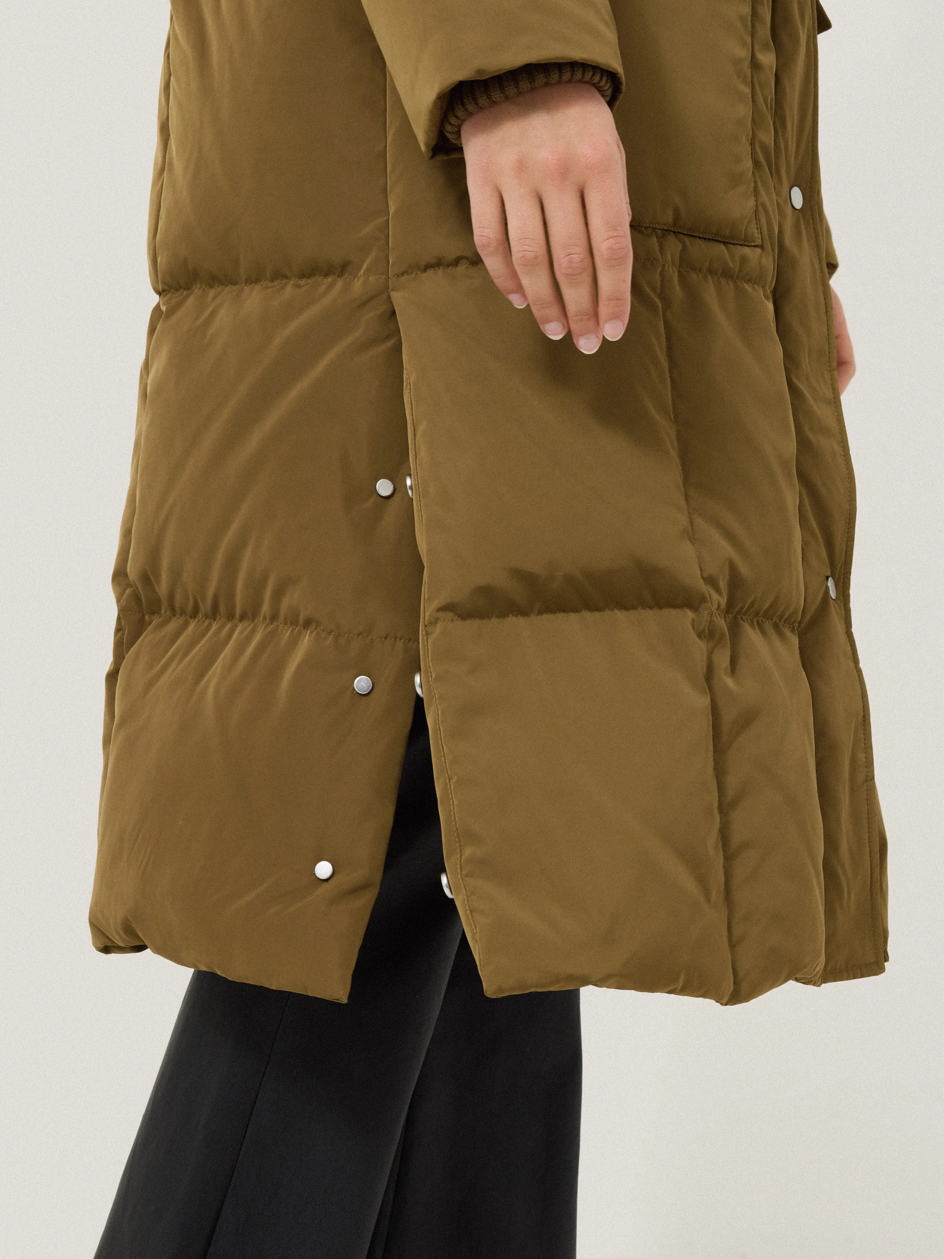 Relaxed Longline Puffer Coat | Stone sold by Jigsaw product image thumbnail 3