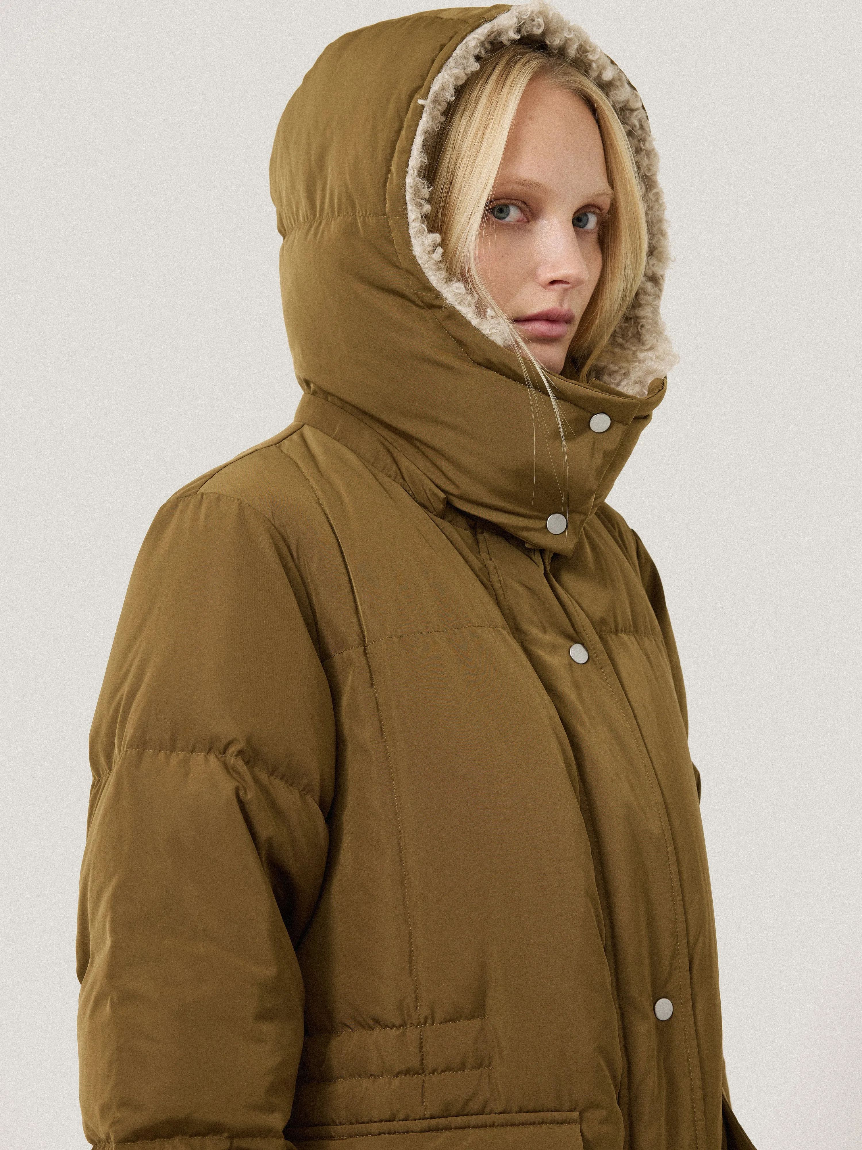 Relaxed Longline Puffer Coat | Stone sold by Jigsaw product image thumbnail 5