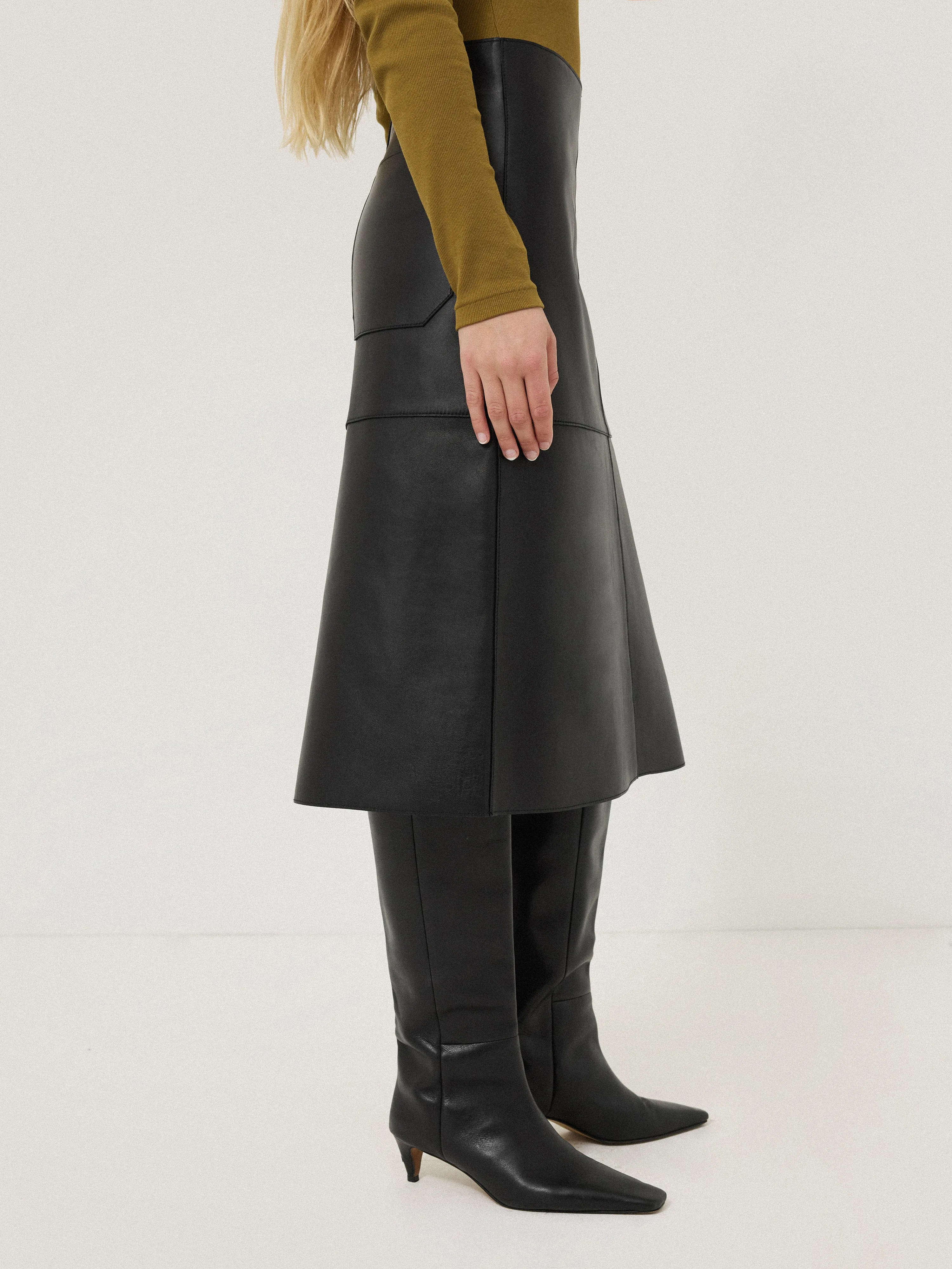 Bonded Leather Skirt | Black sold by Jigsaw