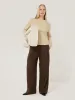 Kemp Wool Pinstripe Trouser | Brown sold by Jigsaw