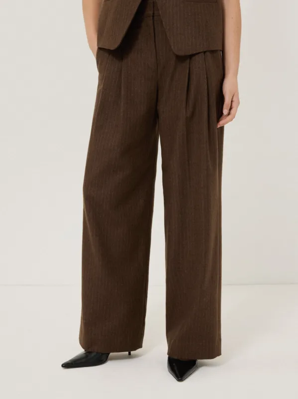 Kemp Wool Pinstripe Trouser | Brown sold by Jigsaw