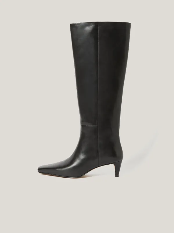 Leather Bobbi Knee High Boot | Black sold by Jigsaw