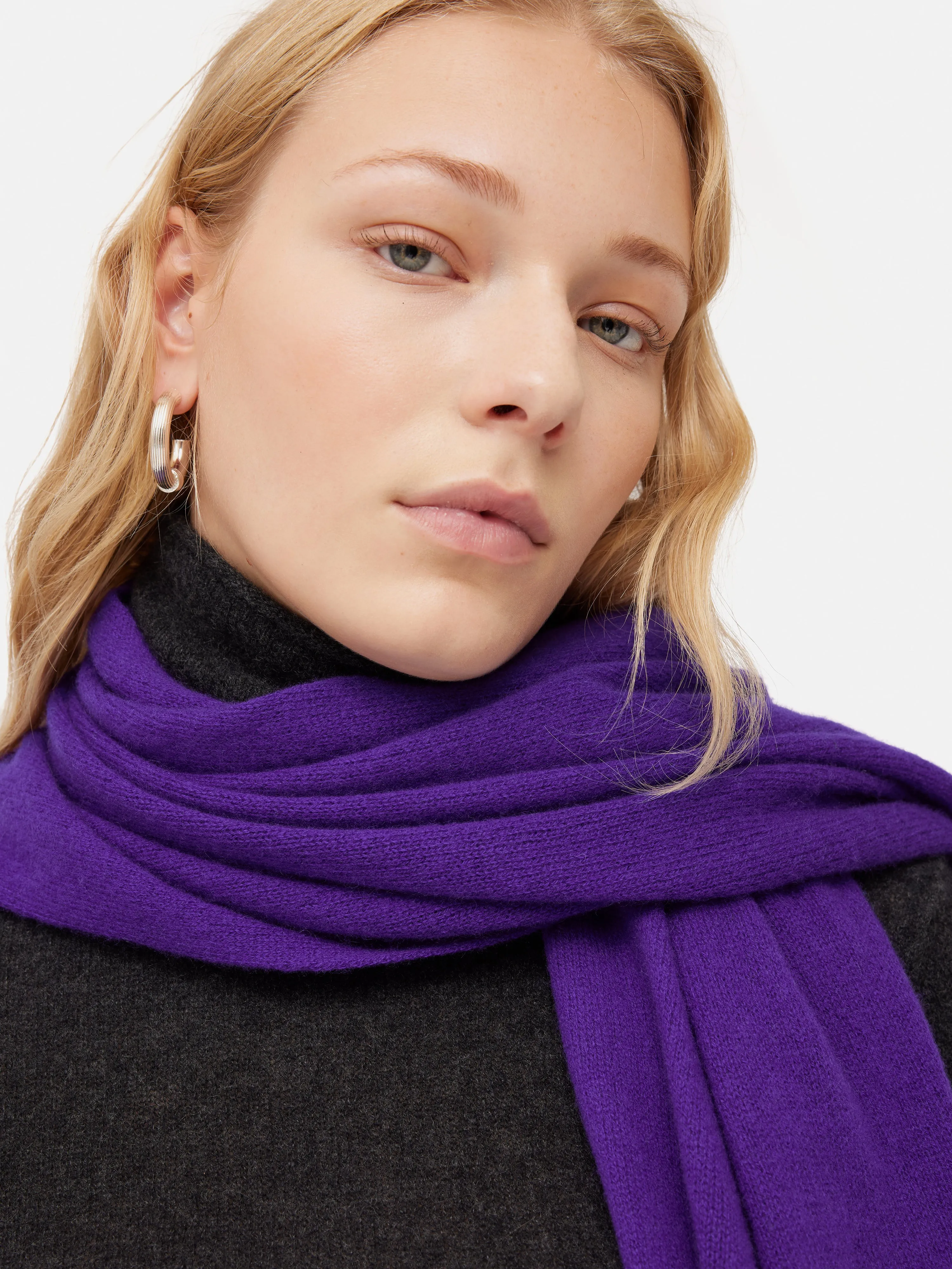 Miller Wool Cashmere Blend Scarf | Purple sold by Jigsaw product image thumbnail 4