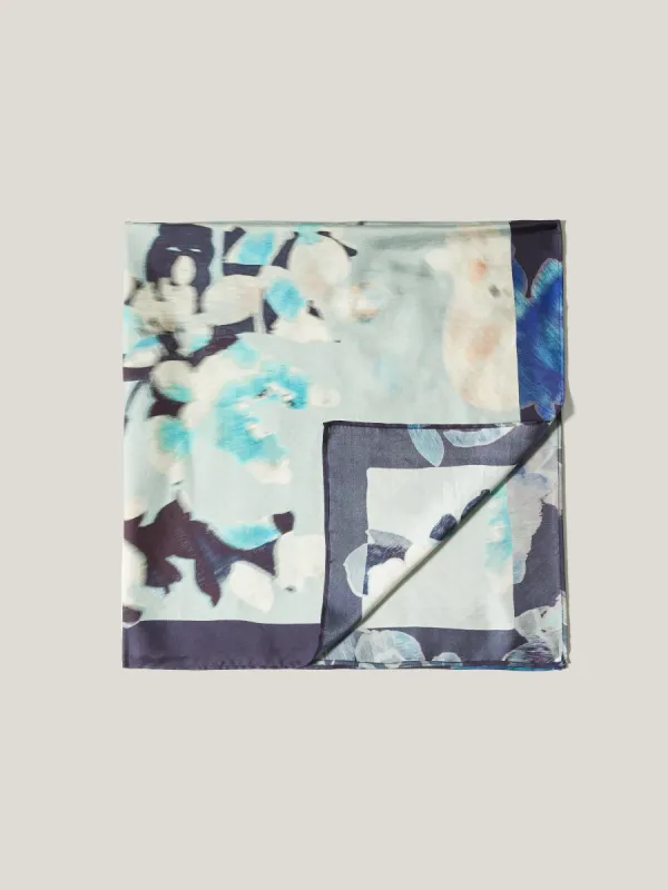 Floral Drift Silk Twill Scarf | Blue sold by Jigsaw
